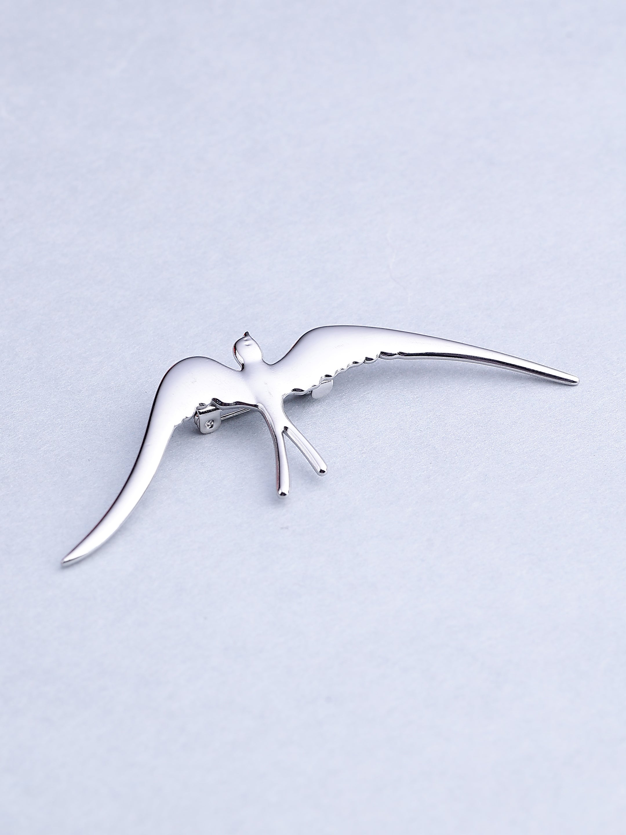 Elegant Flying Bird Silver Brooch