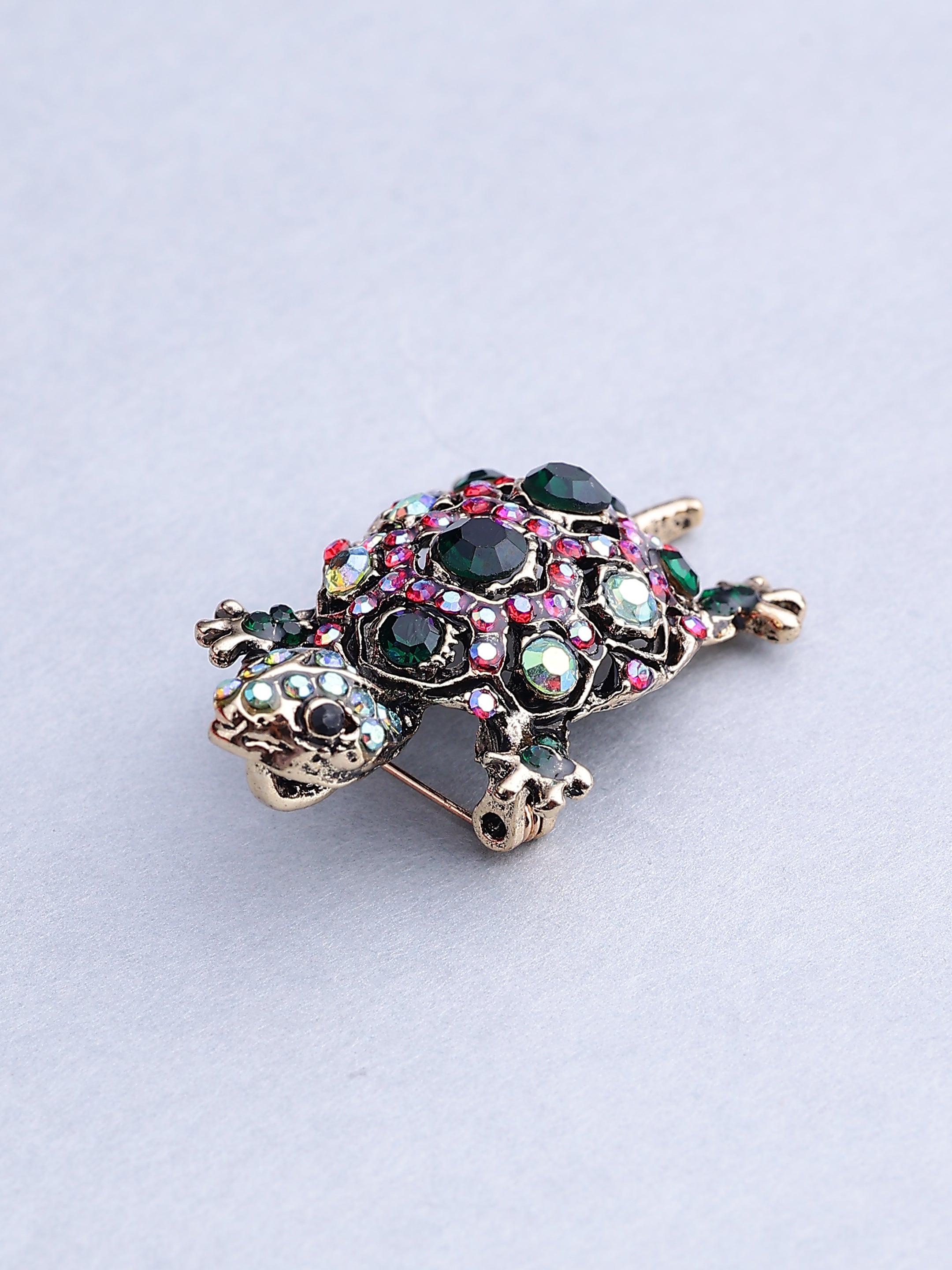 Vintage Crystal Tortoise Brooch