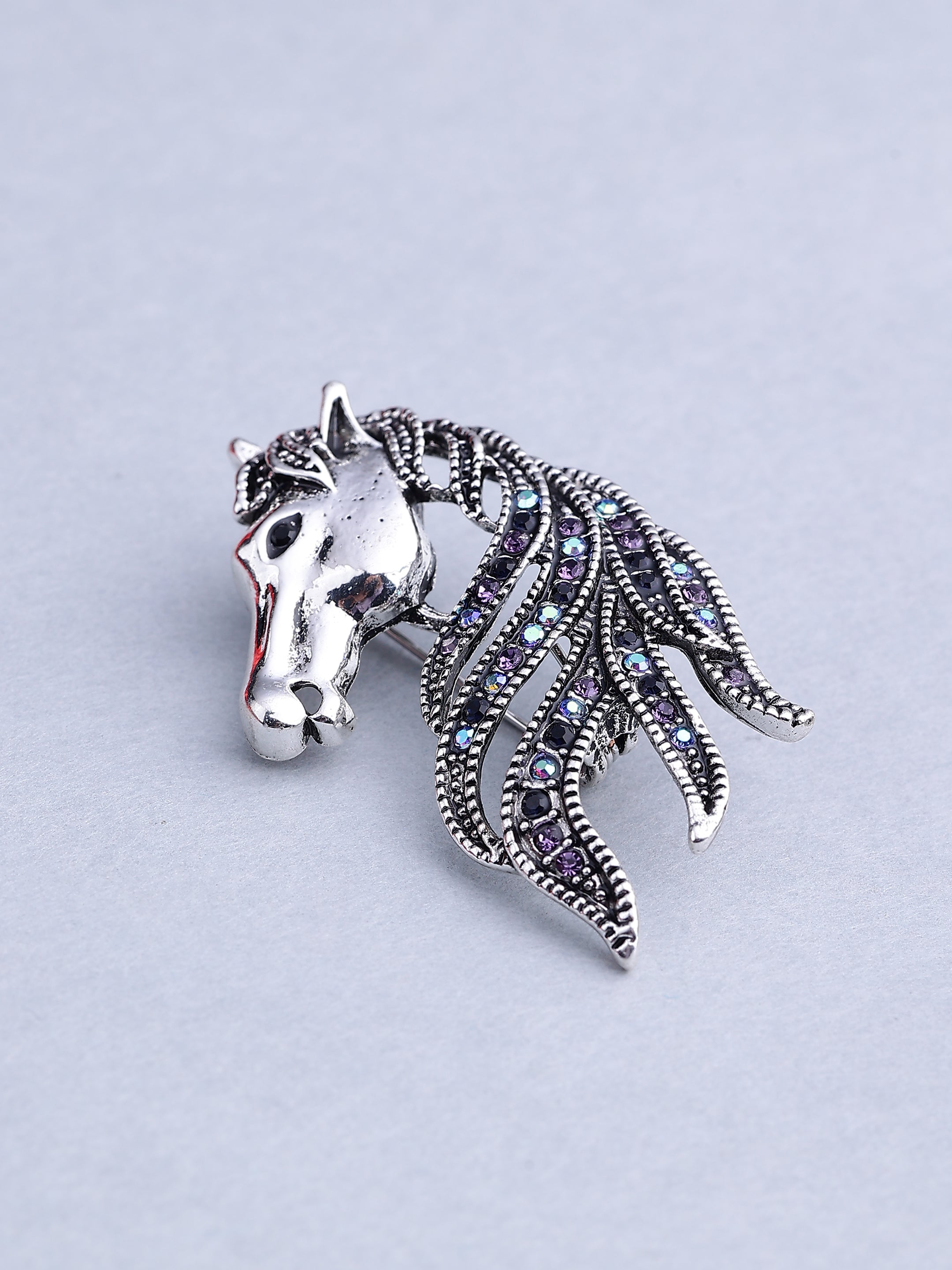 Vintage Crystal Stallion Brooch