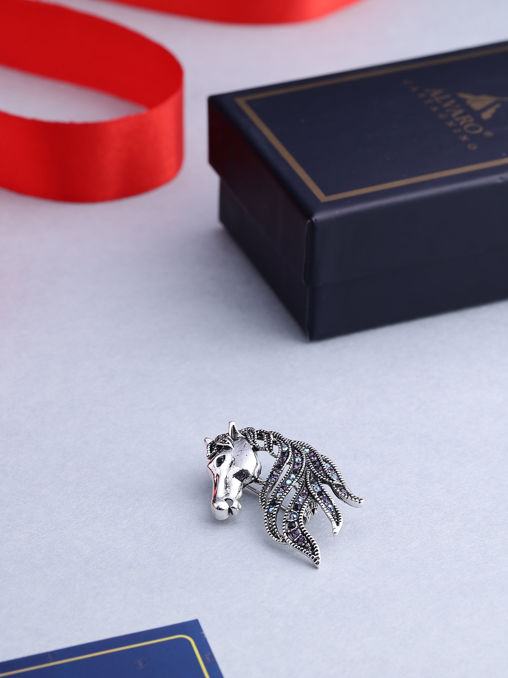 Vintage Crystal Stallion Brooch