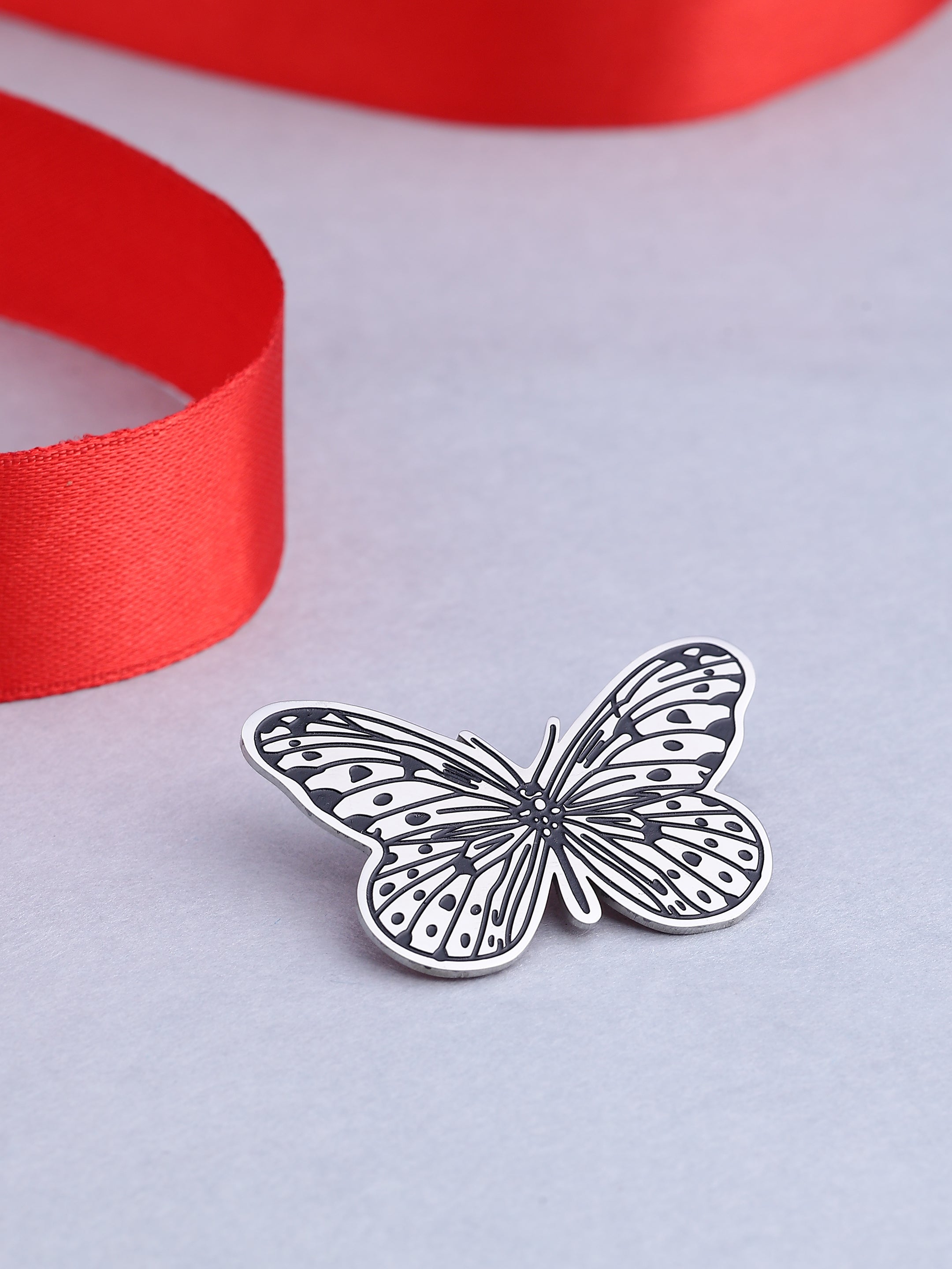 Minimalist Butterfly Silver Brooch