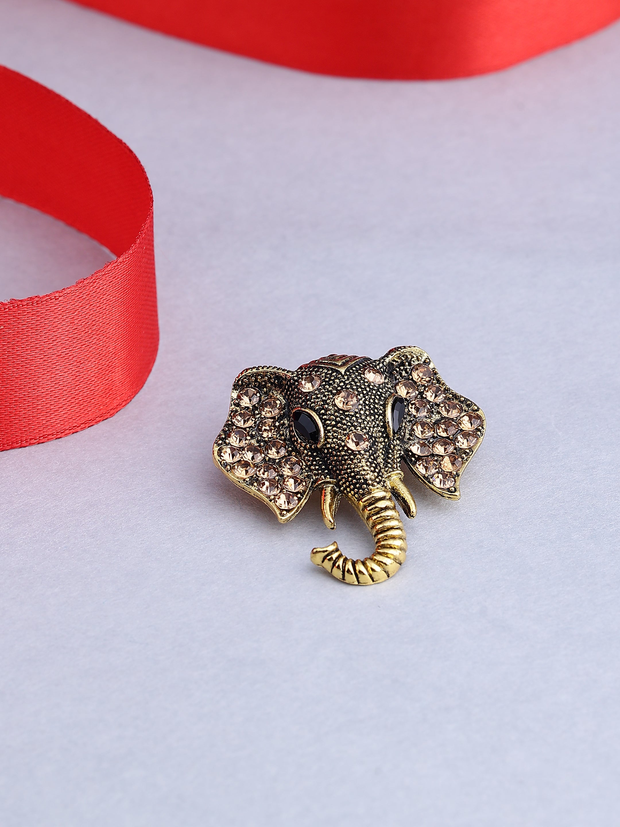 Vintage Crystal Elephant Brooch