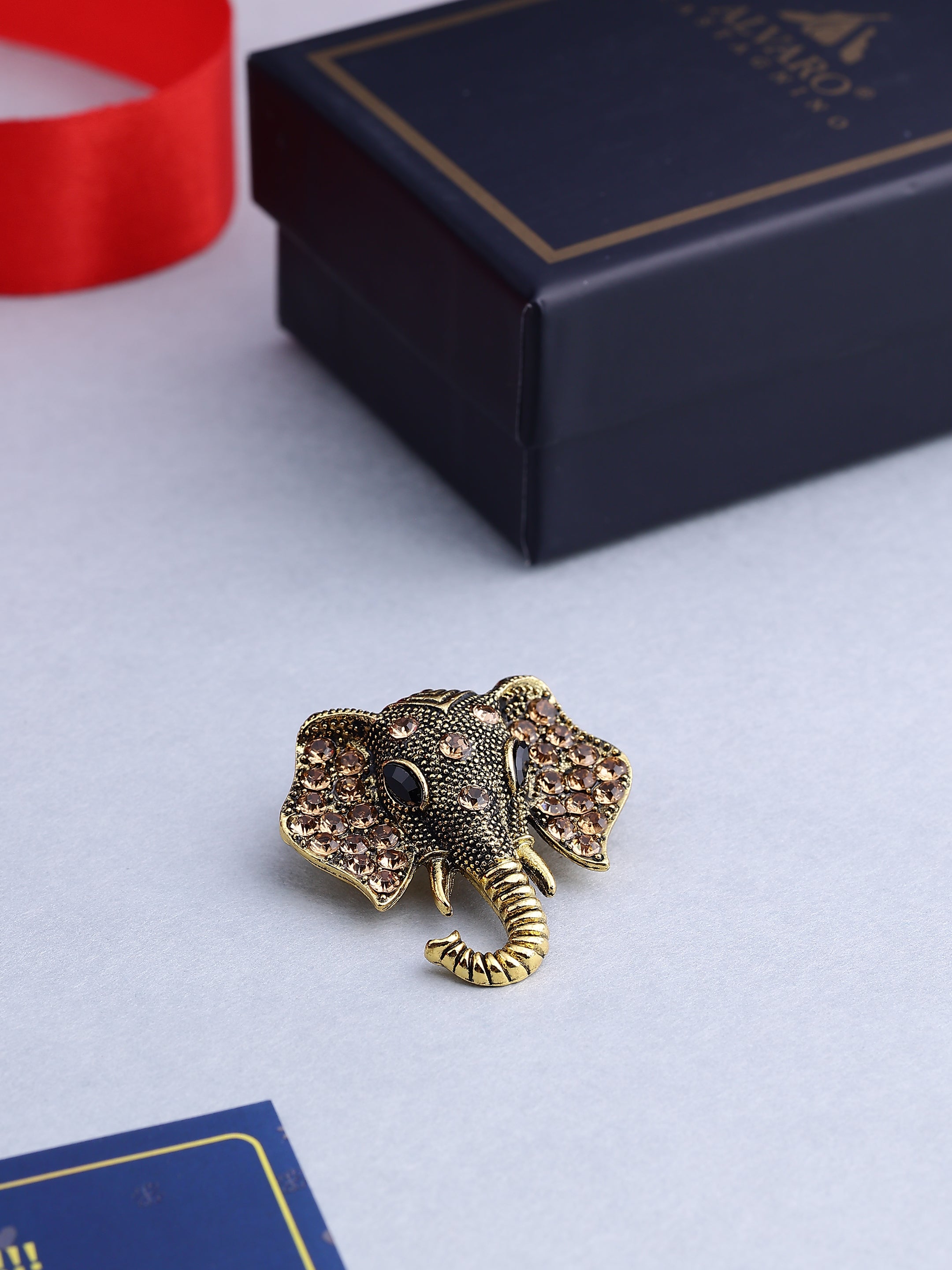 Vintage Crystal Elephant Brooch
