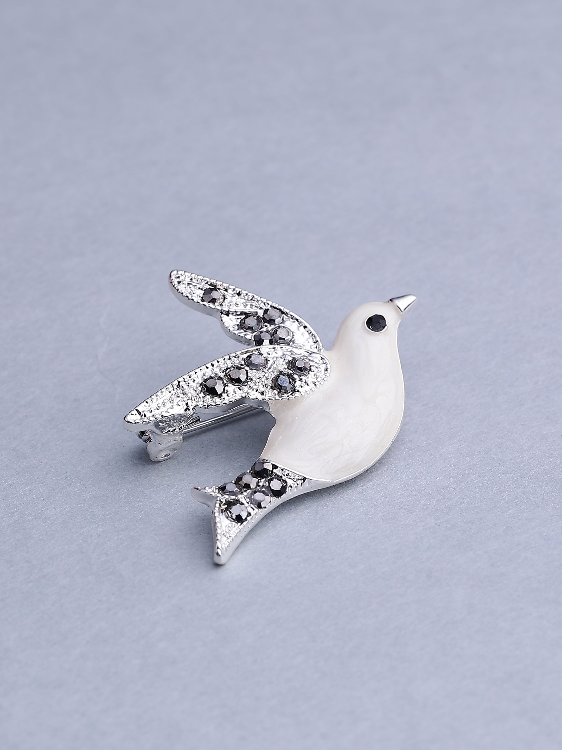 Vintage Enamel Flying Dove Brooch