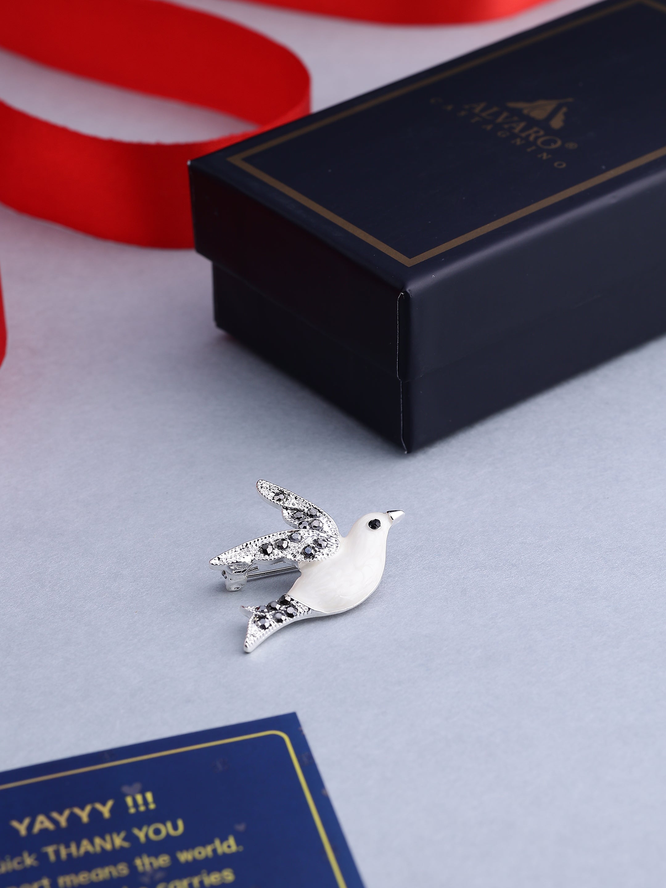 Vintage Enamel Flying Dove Brooch