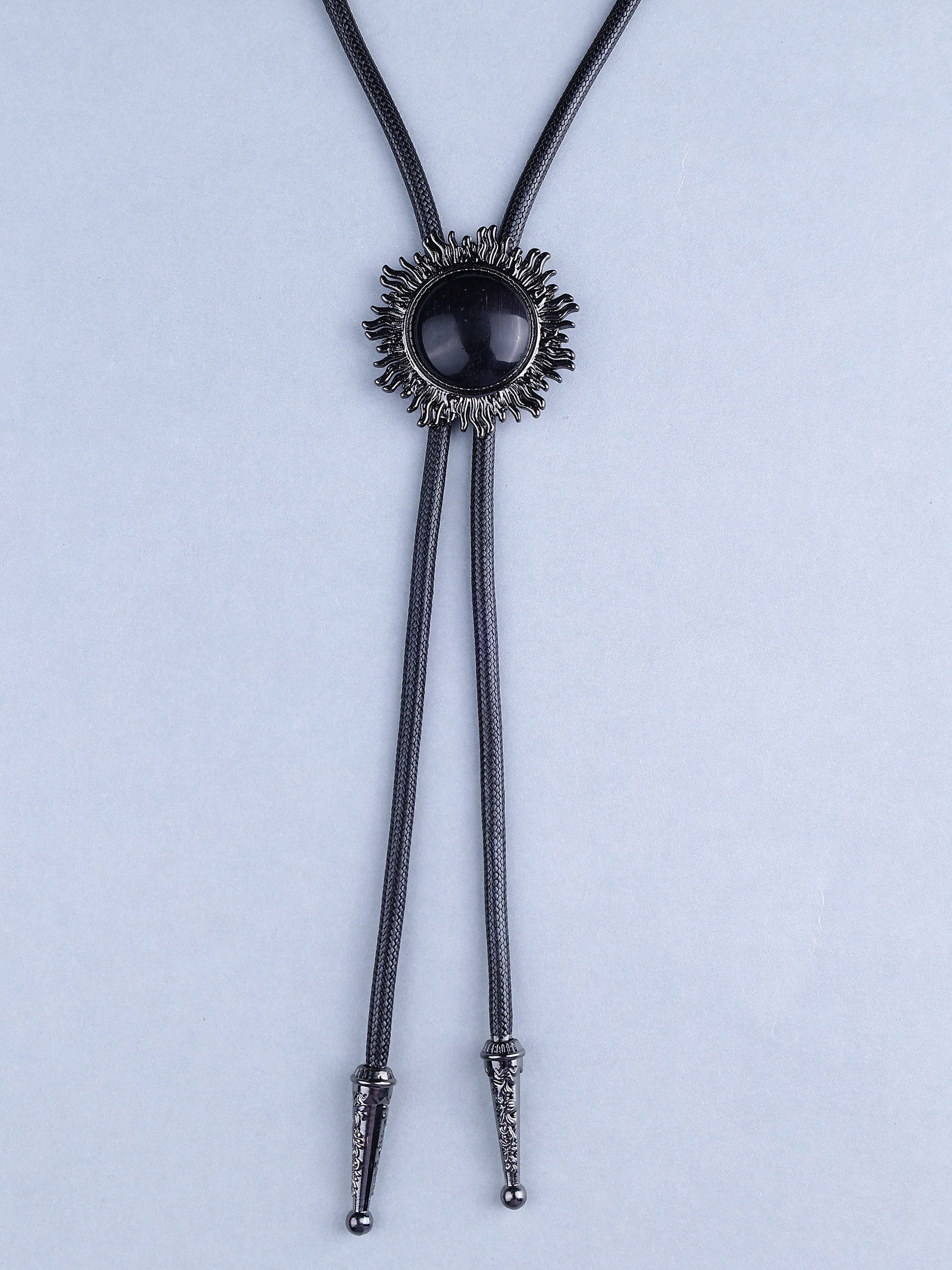 Black Stone Sunburst Bolo Tie