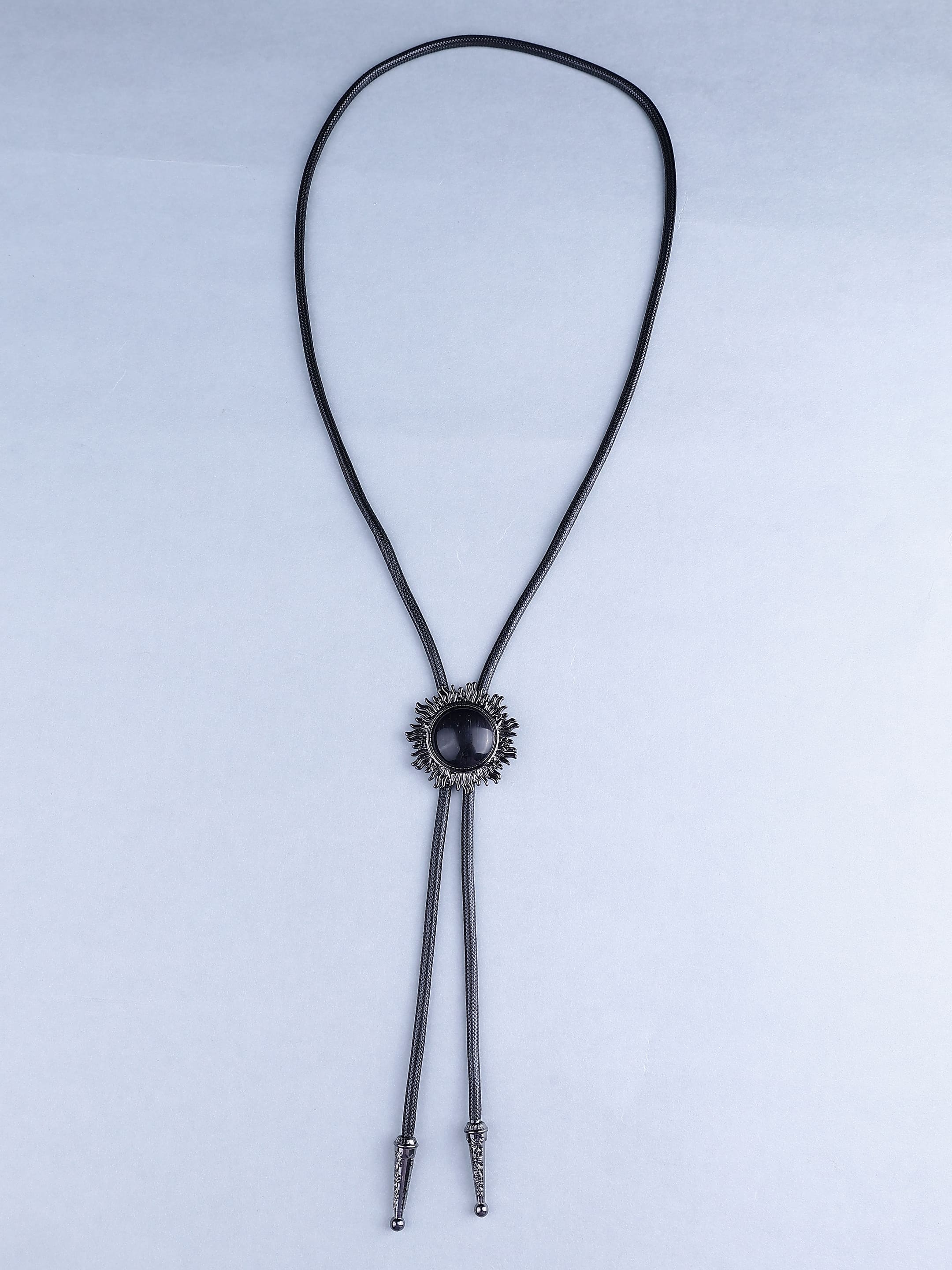 Black Stone Sunburst Bolo Tie