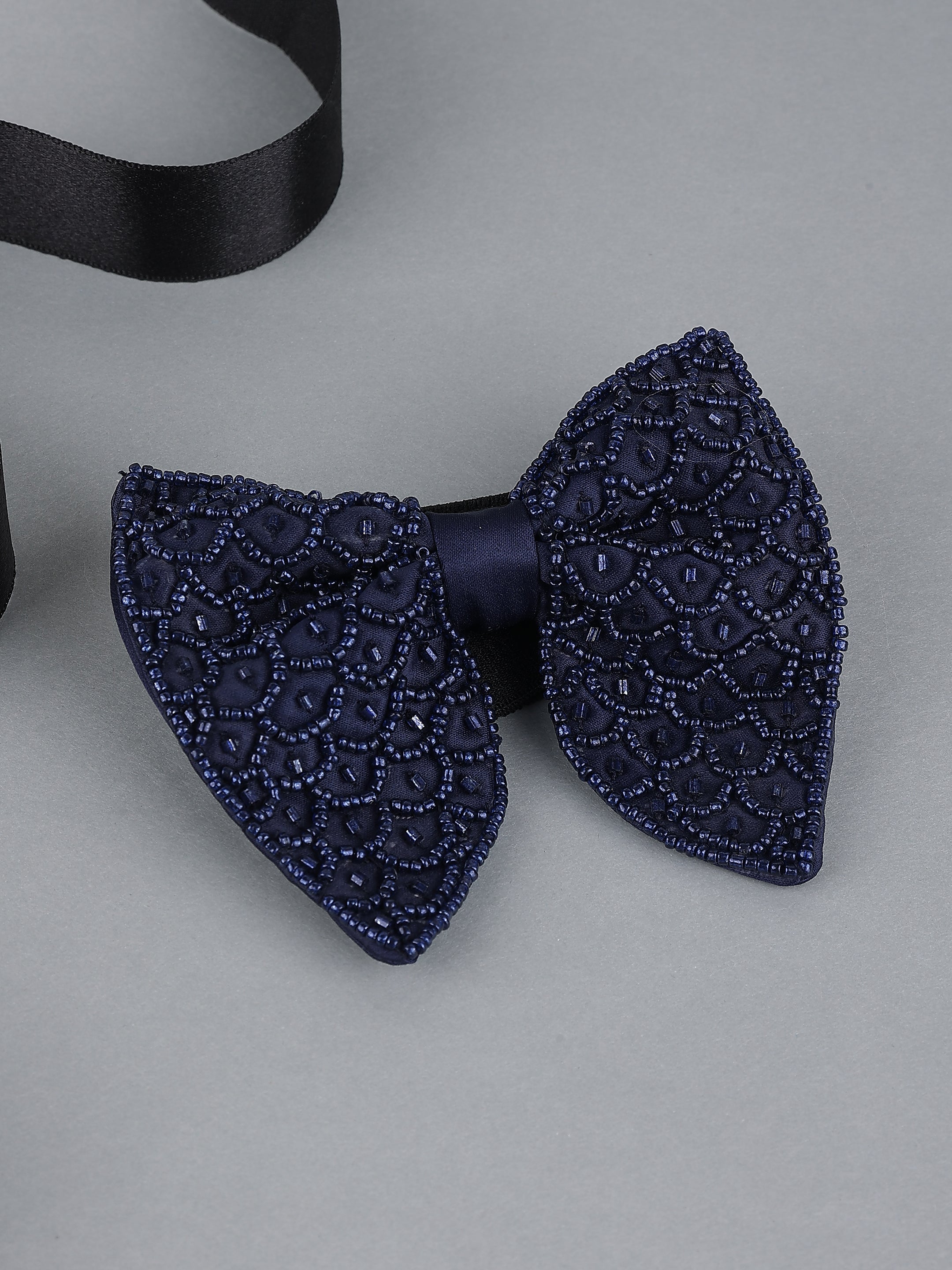 Blue Embellished Bow Tie