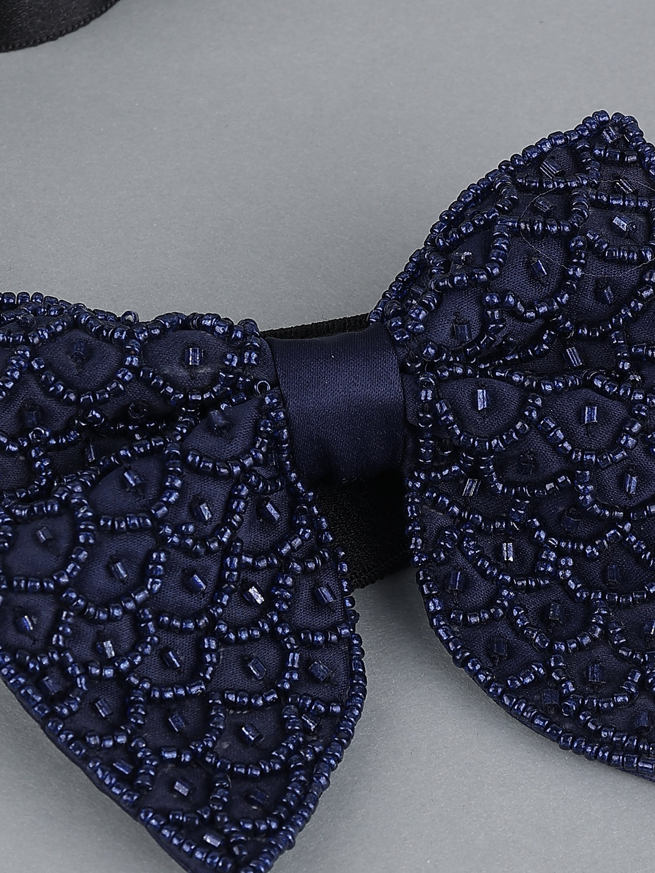 Blue Embellished Bow Tie