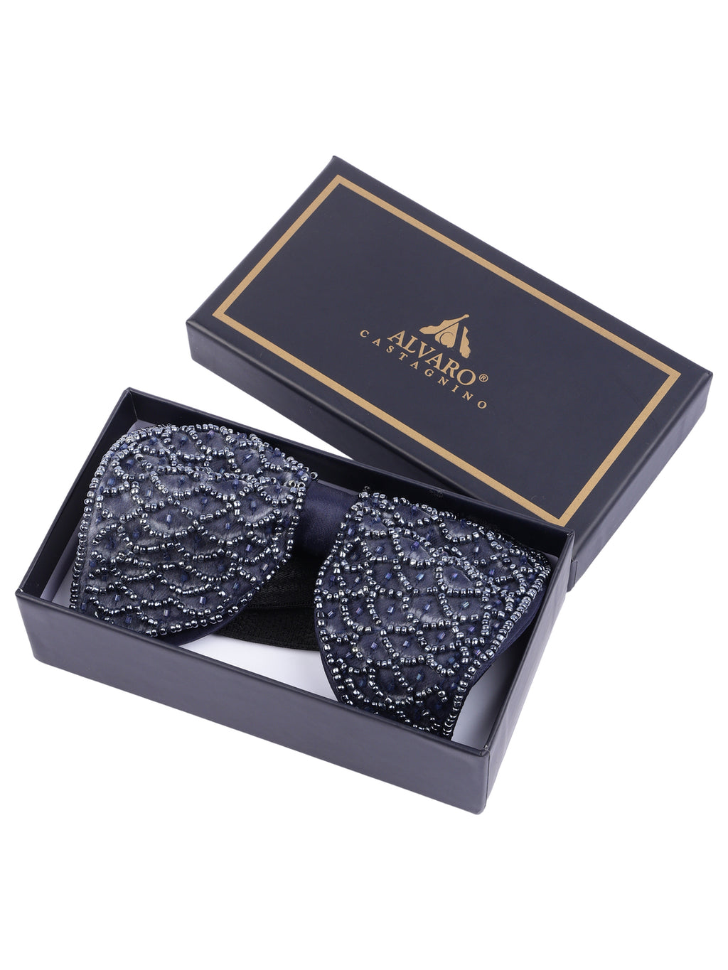 Alvaro Castagnino Men Blue Embellished Butterfly Bow Tie