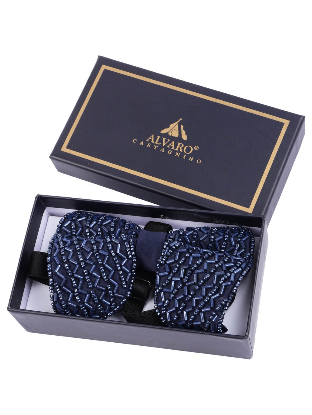 Alvaro Castagnino Men Blue Embellished Butterfly Bow Tie