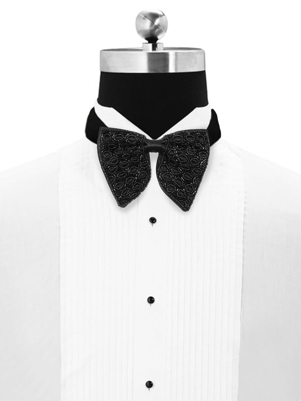 Alvaro Castagnino Men Black Embellished Butterfly Bow Tie