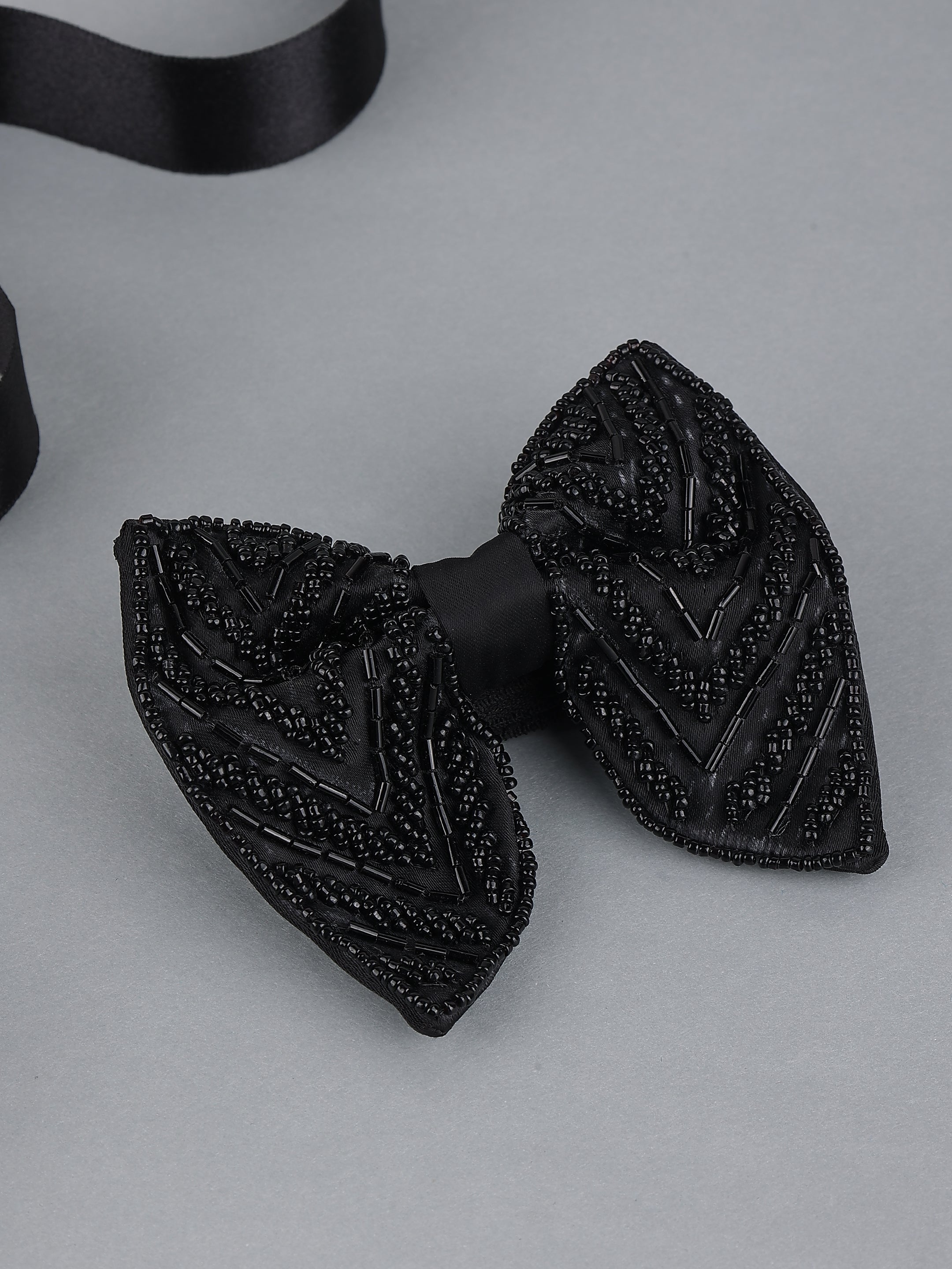 Black Embellished Bow Tie