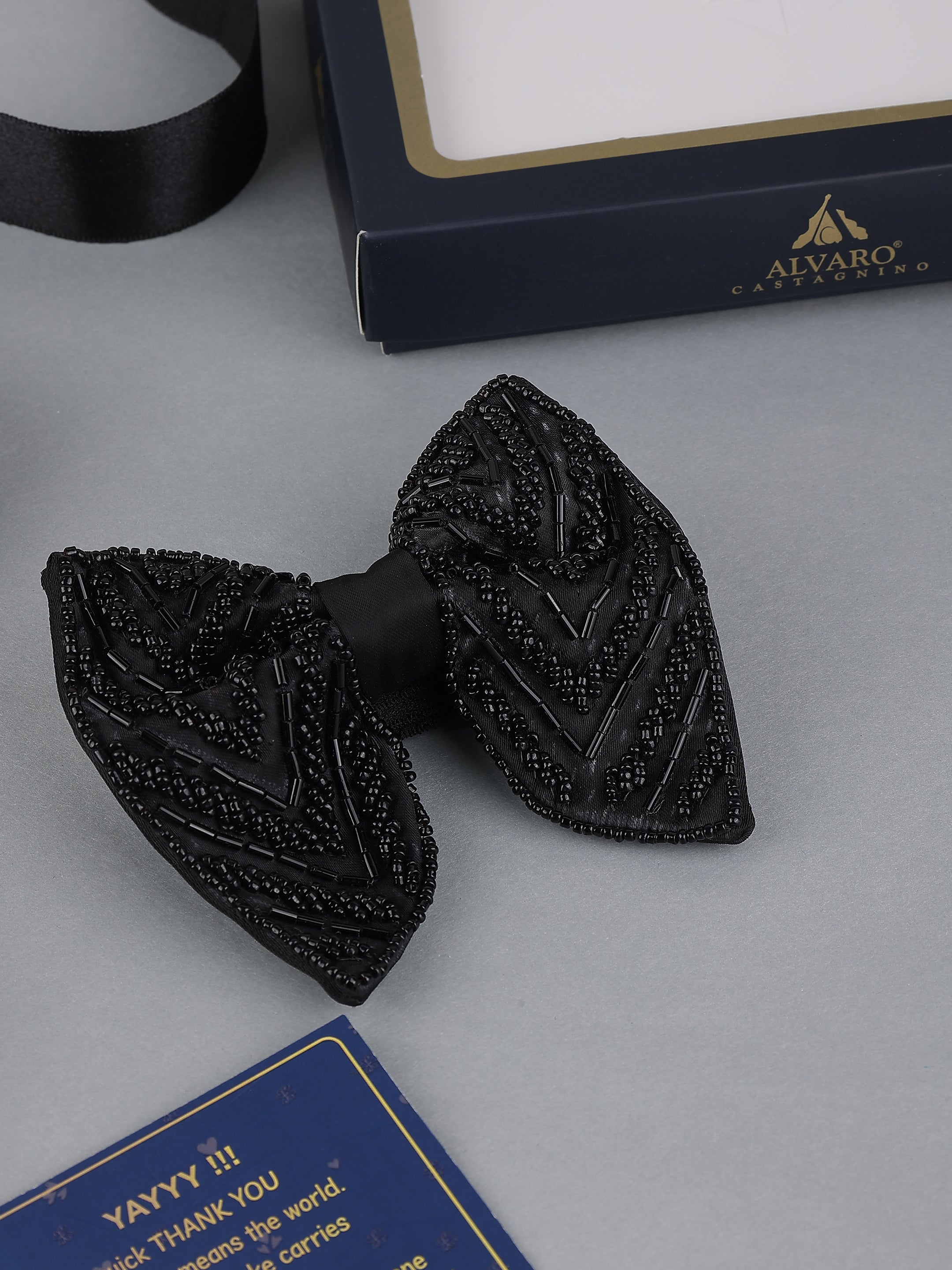 Black Embellished Bow Tie