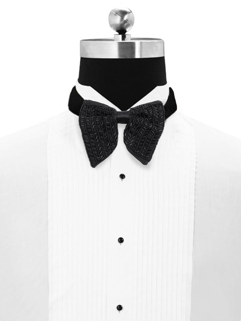 Alvaro Castagnino Men Black Embellished Butterfly Bow Tie