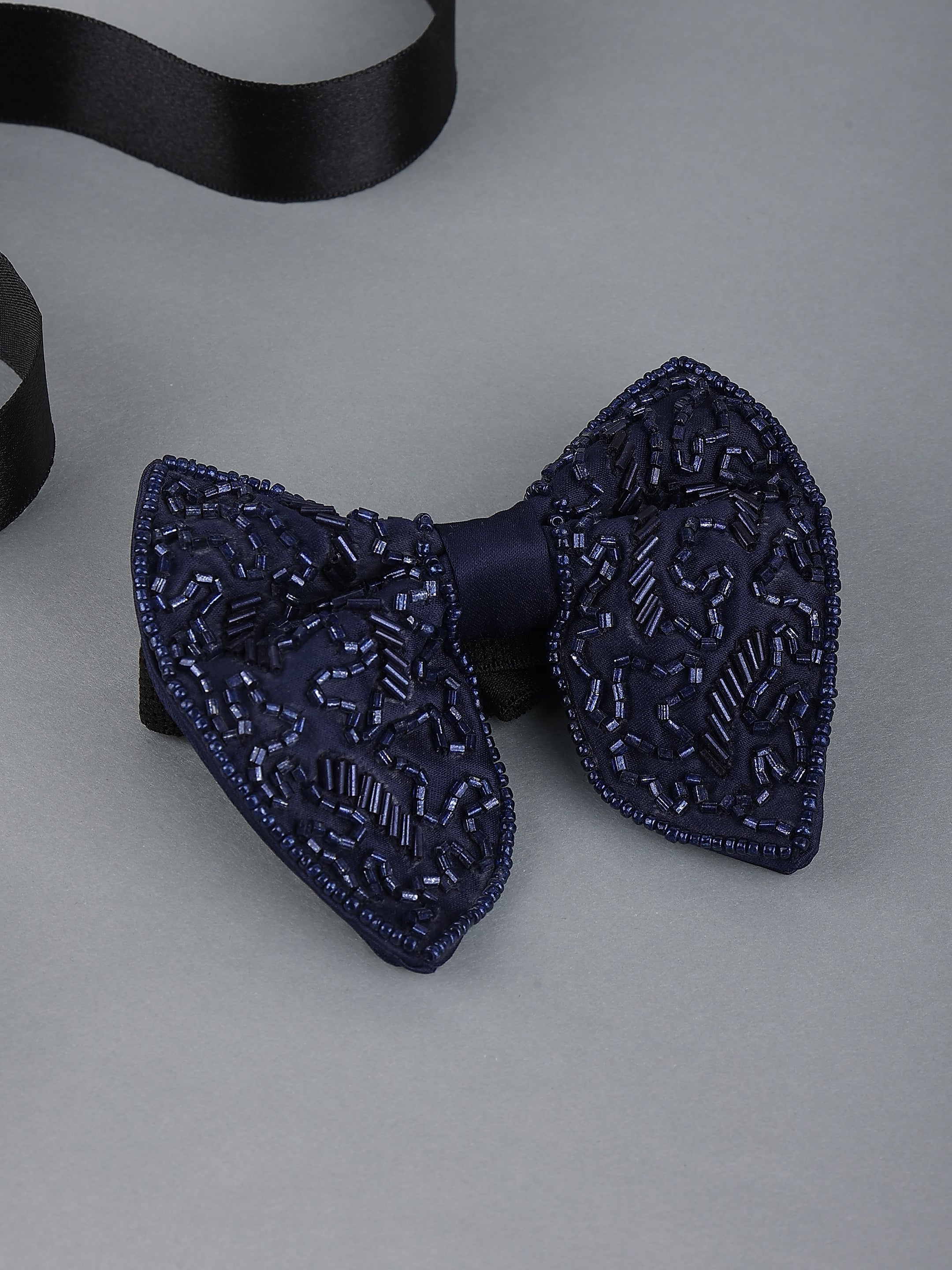 Blue Embellished Bow Tie