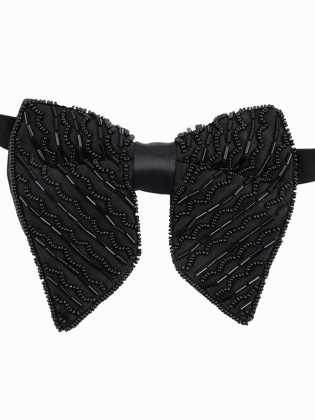 Black Embellished Zig Zag Butterfly Bow Tie