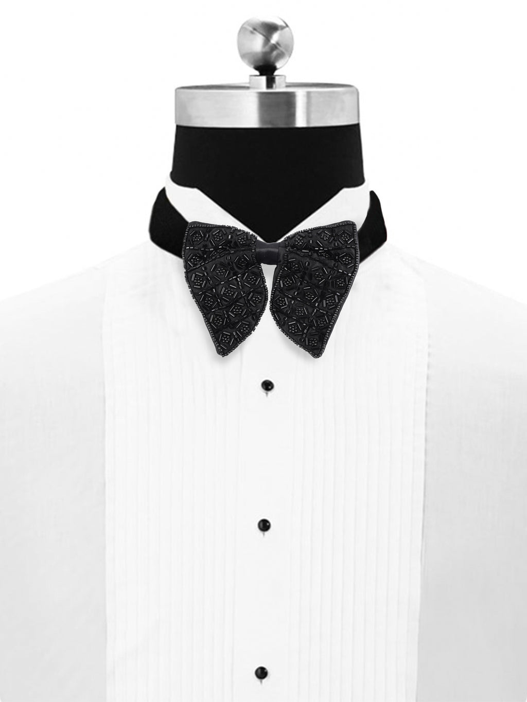 Alvaro Castagnino Men Black Embellished Butterfly Bow Tie