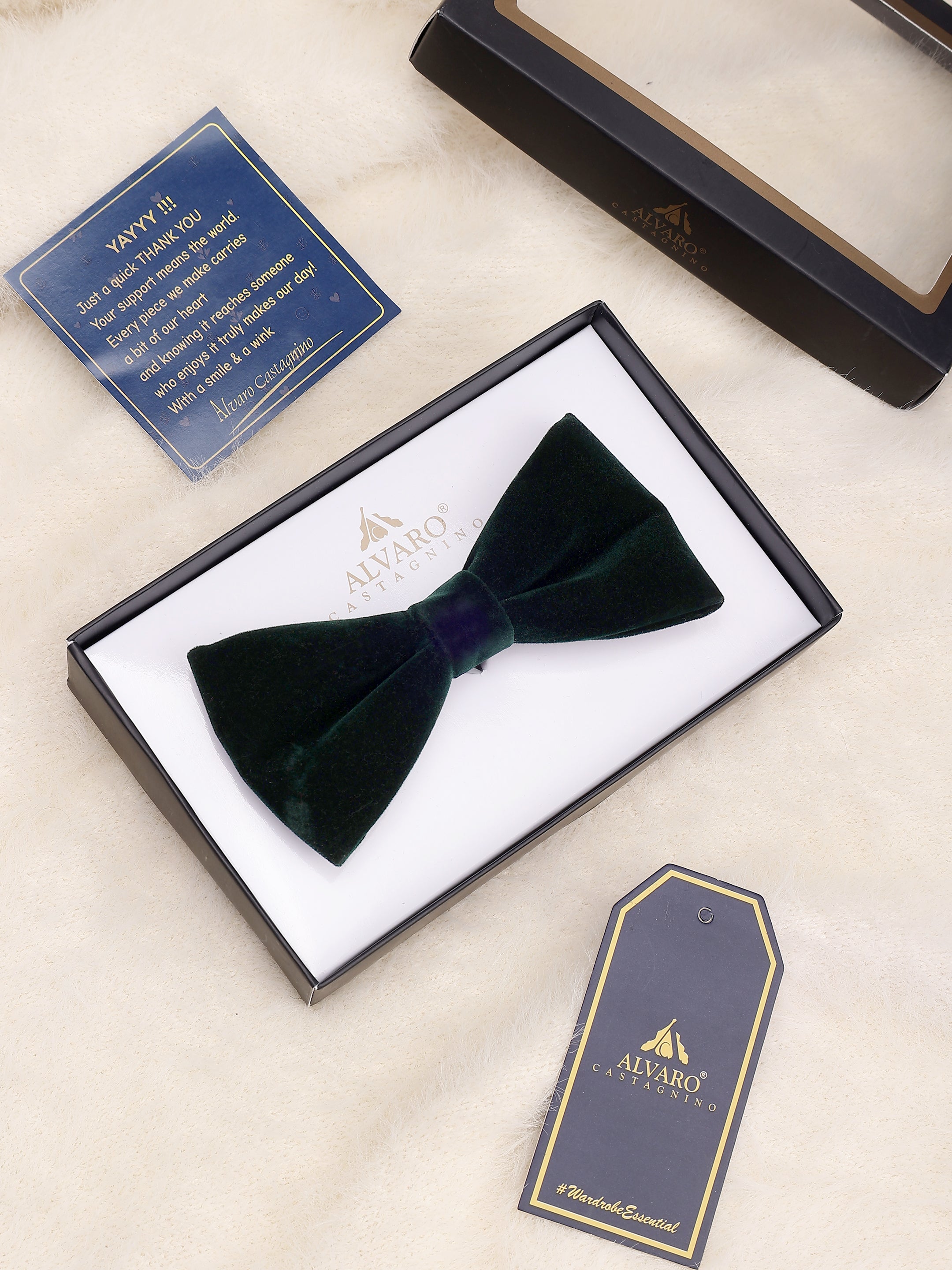 Bottle Green Velvet Bow Tie