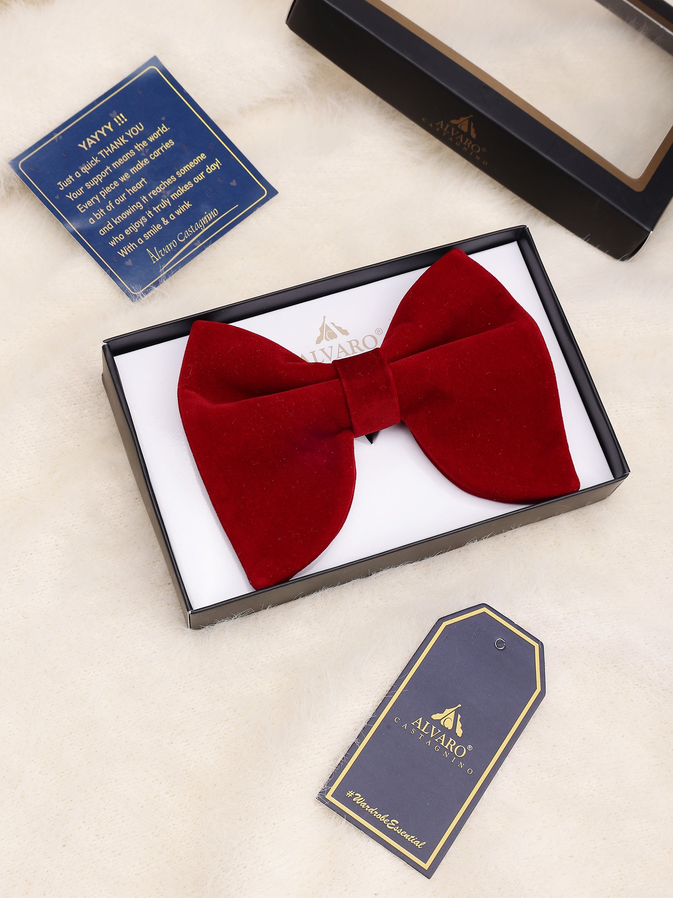Maroon Velvet Butterfly Bow Tie