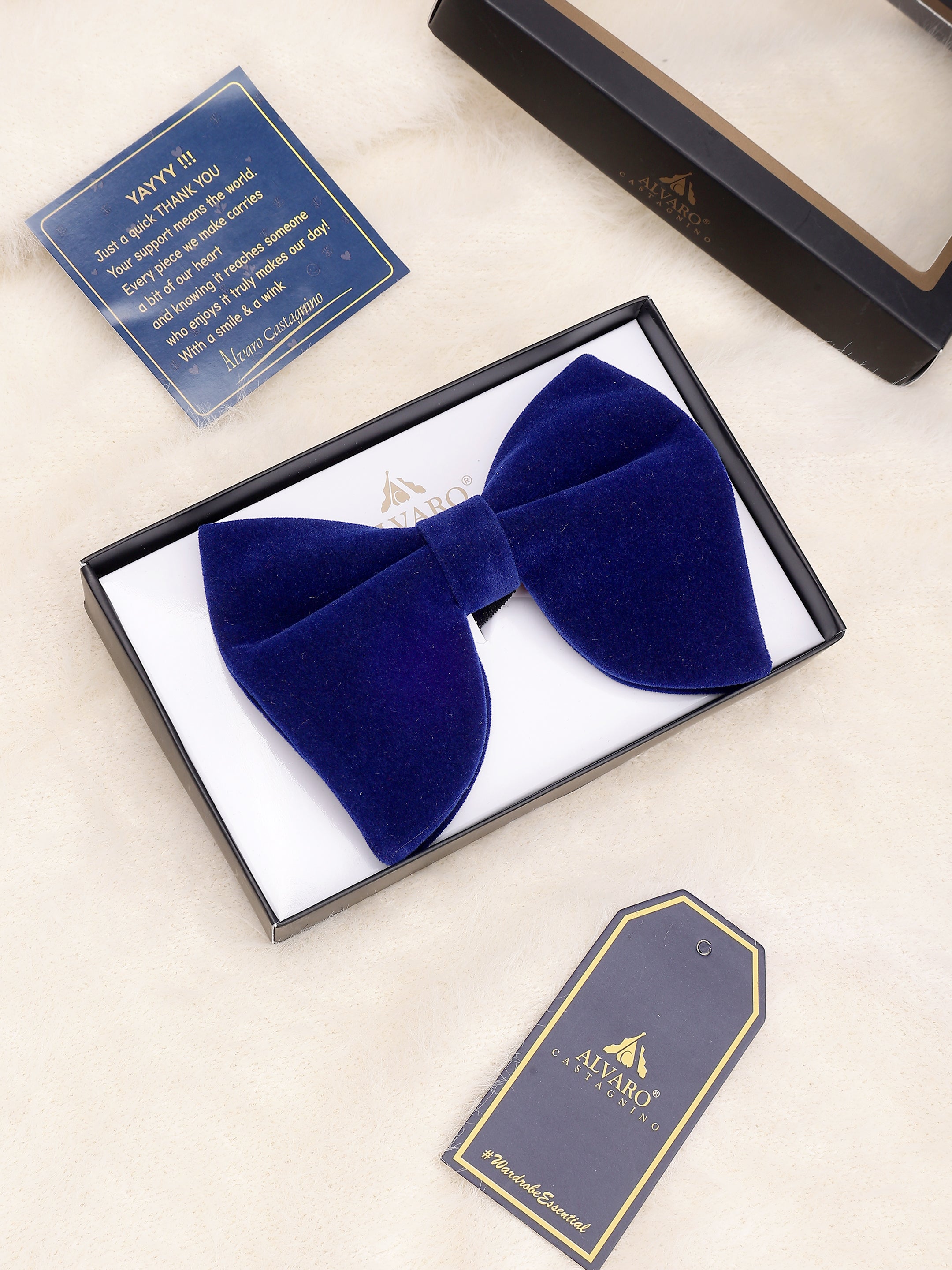 Deep Blue Velvet Butterfly Bow Tie