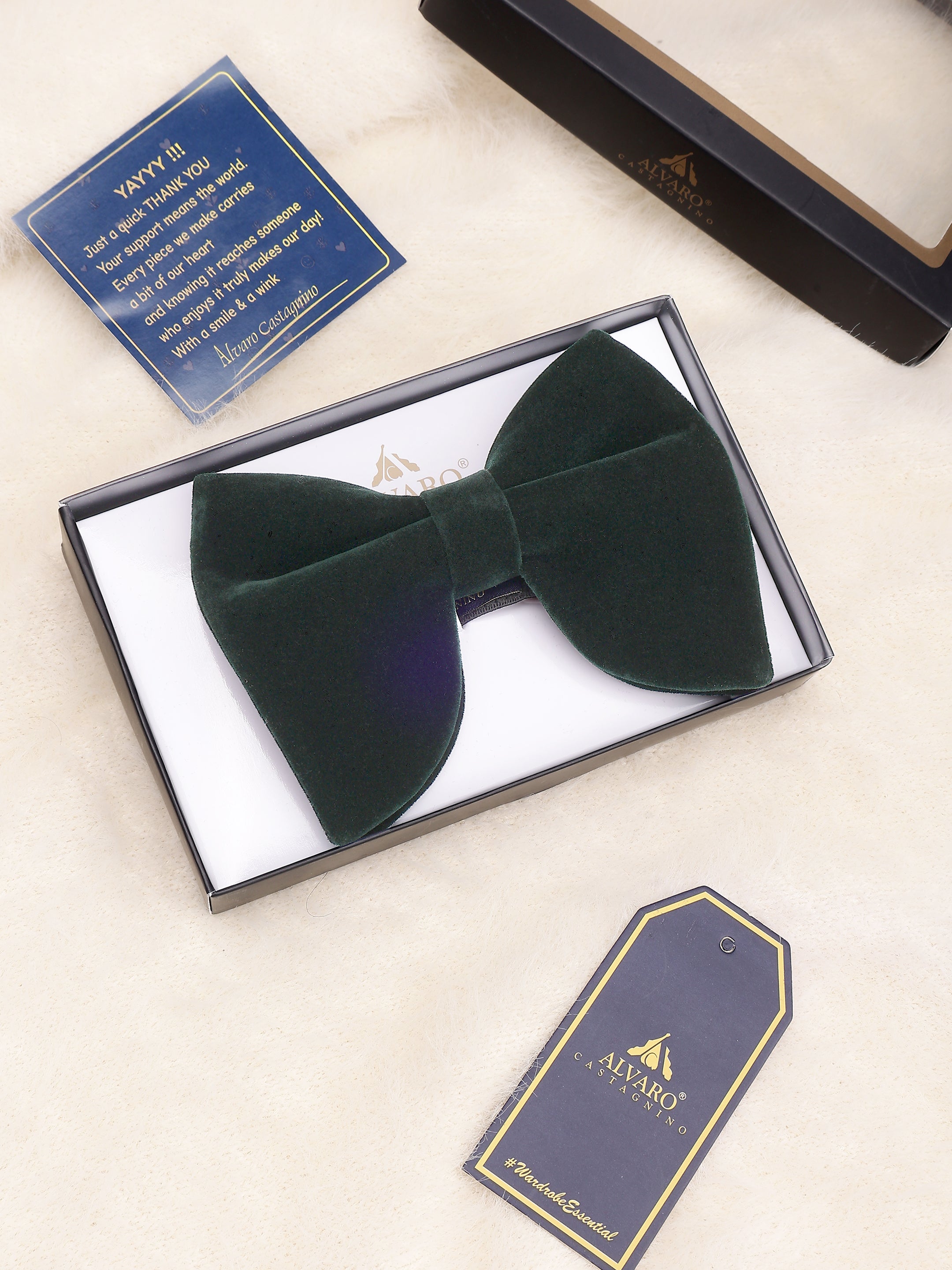 Dark Green Velvet Butterfly Bow Tie