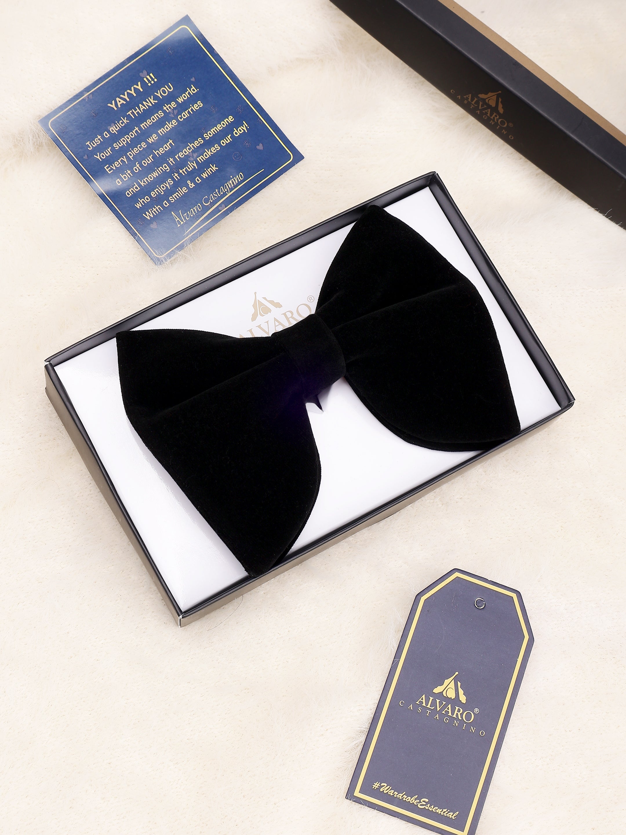Black Velvet Butterfly Bow Tie