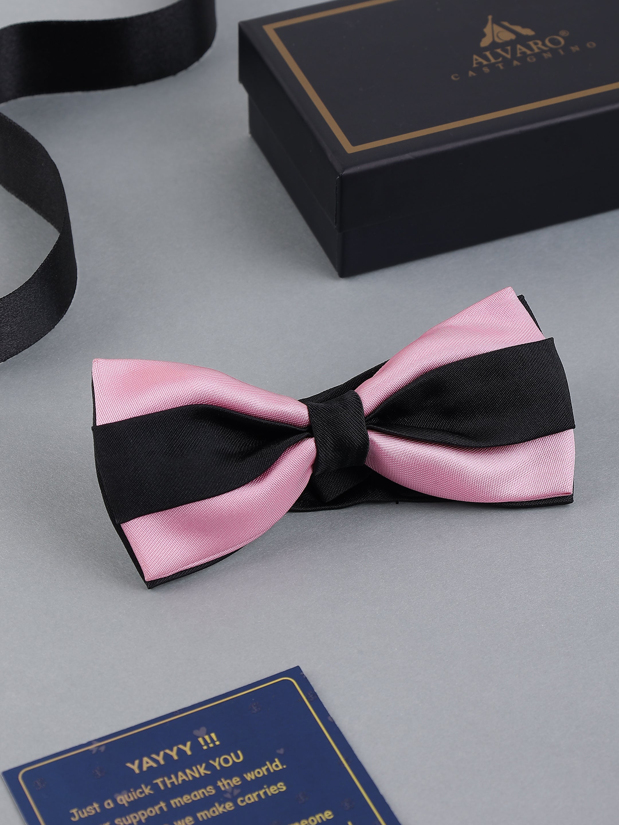 Pink & Black Two-Tone Bow Tie
