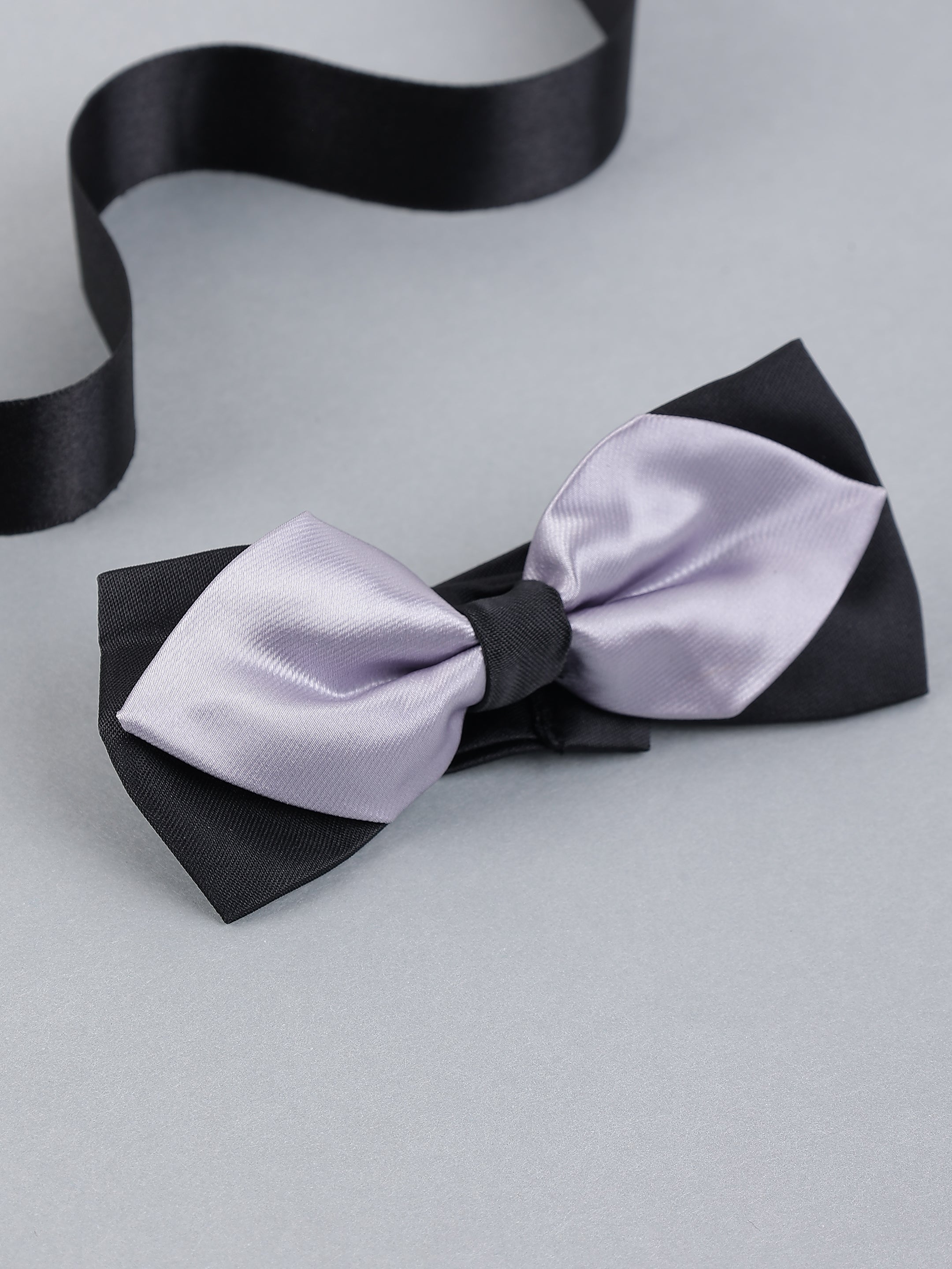 Dual-Tone Silver & Black Bow Tie