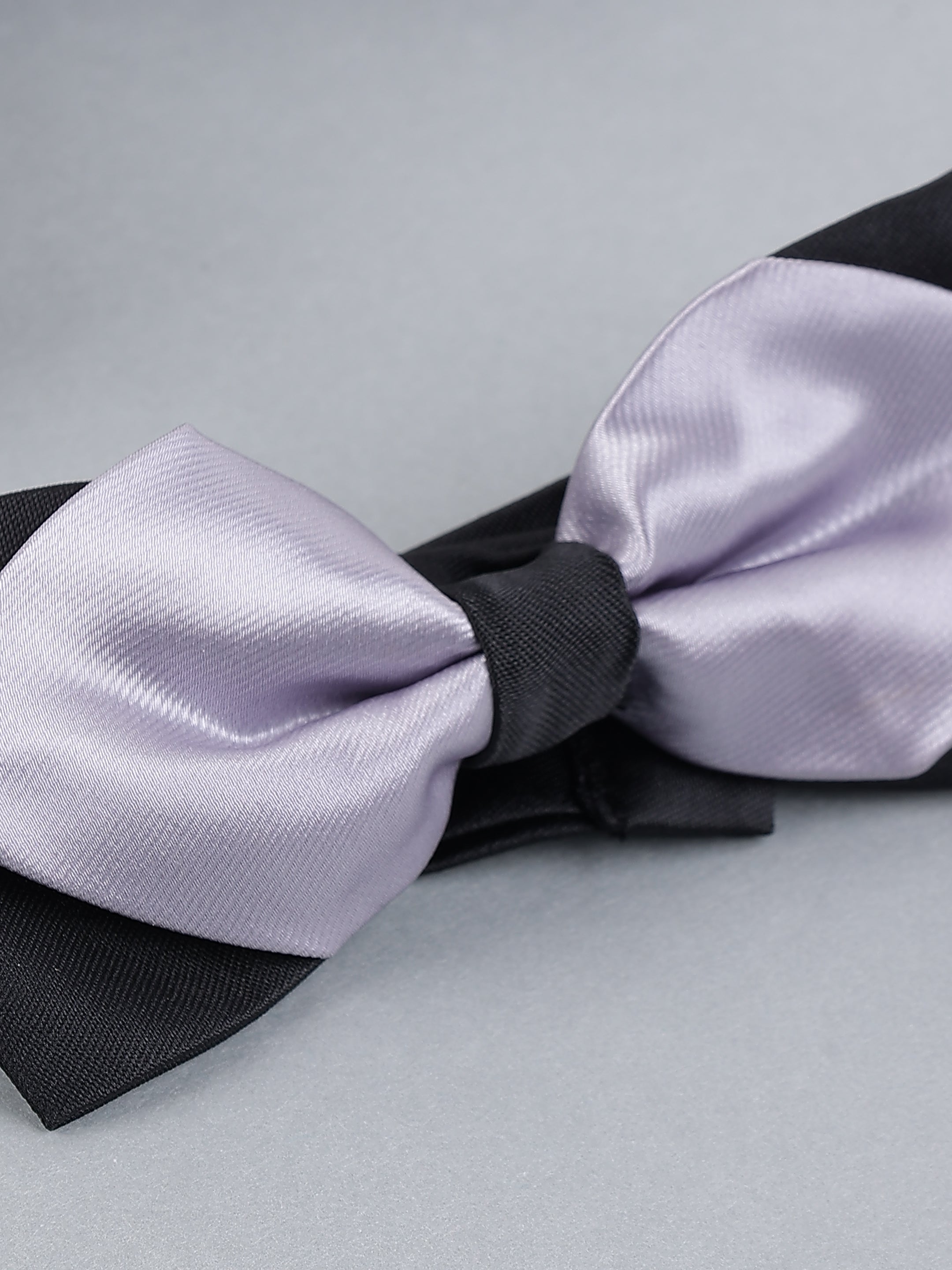 Dual-Tone Silver & Black Bow Tie
