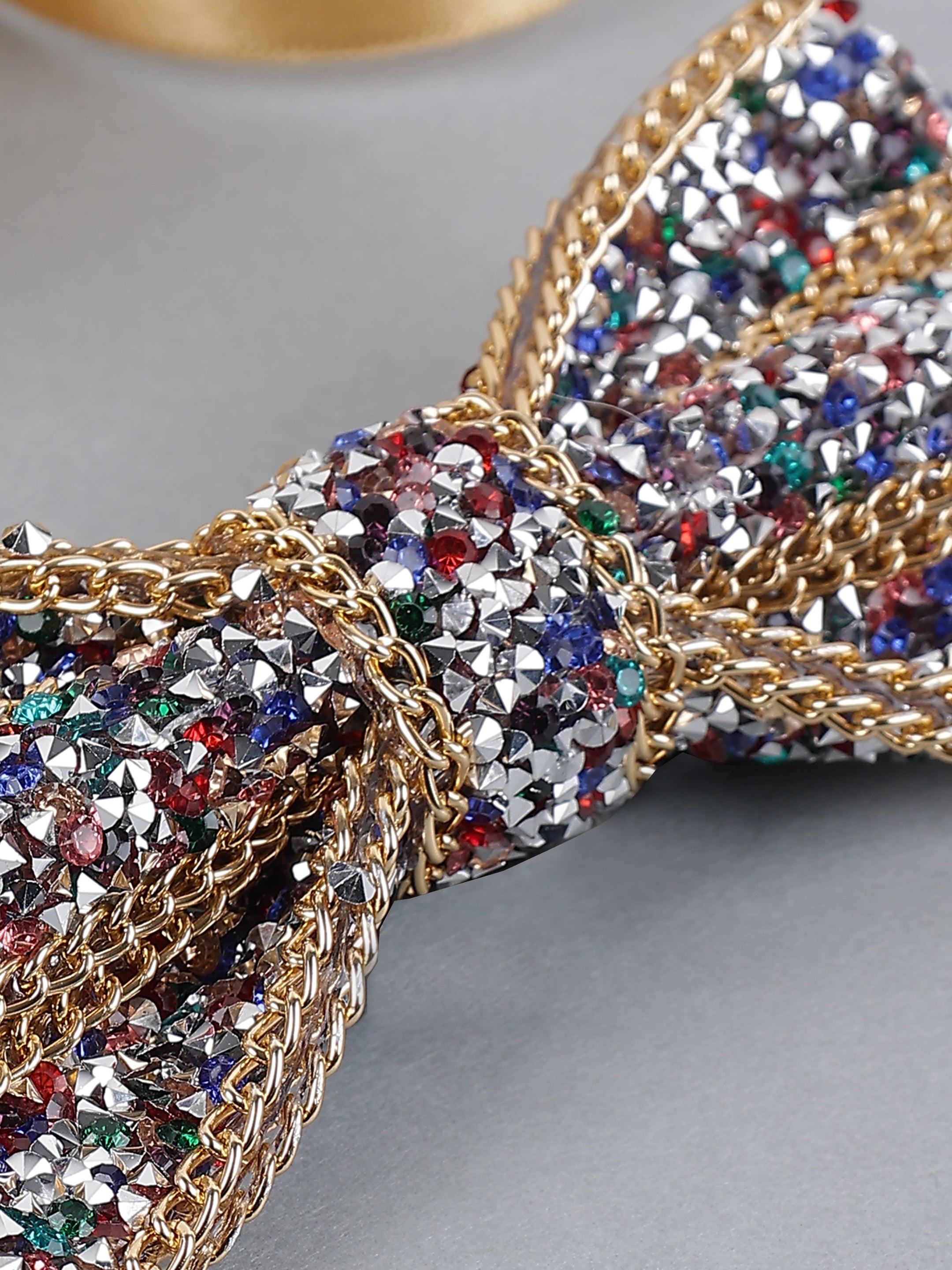 Multicolor Crystal-Embellished Bow Tie
