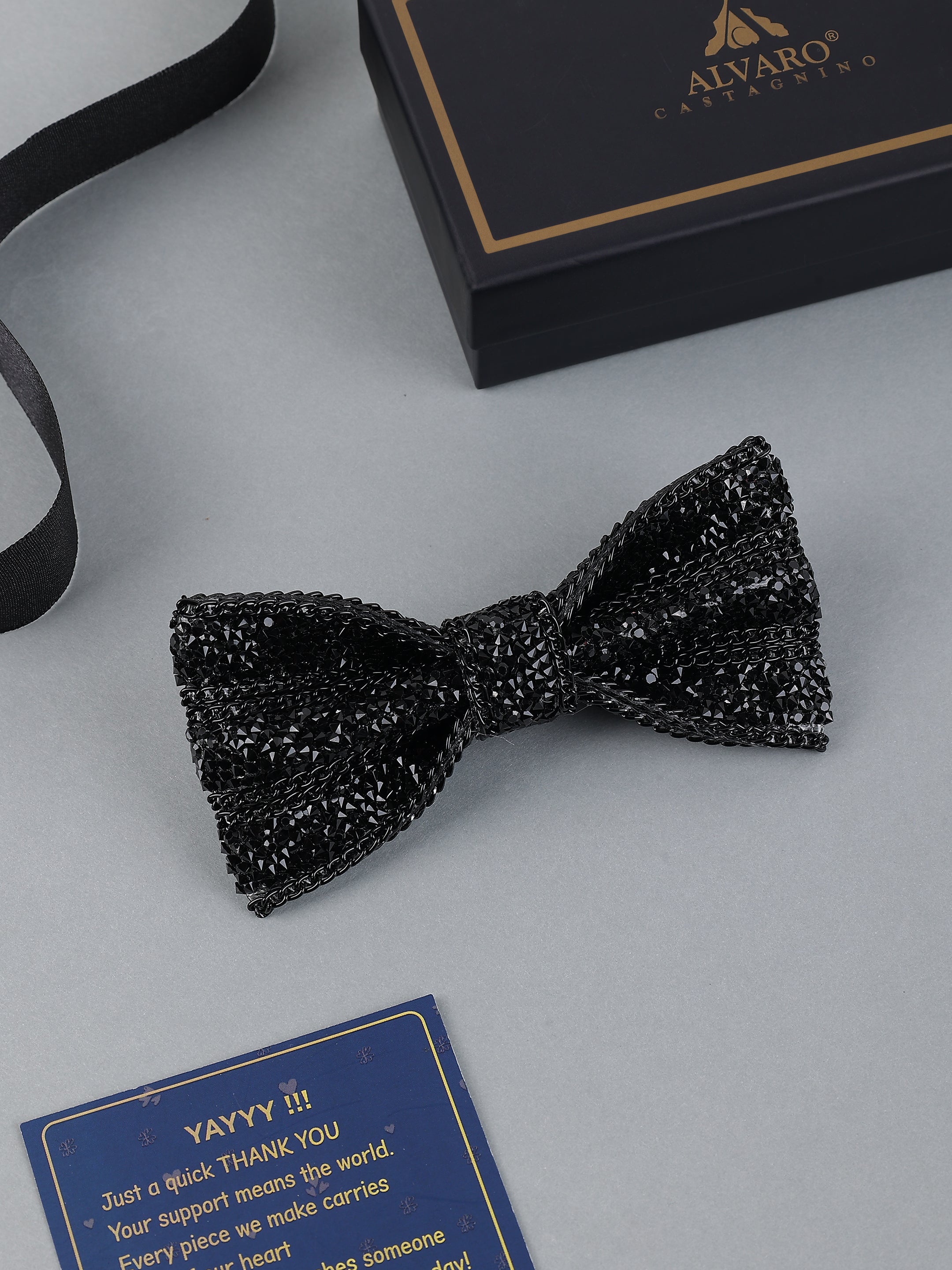 Black Crystal-Embellished Bow Tie