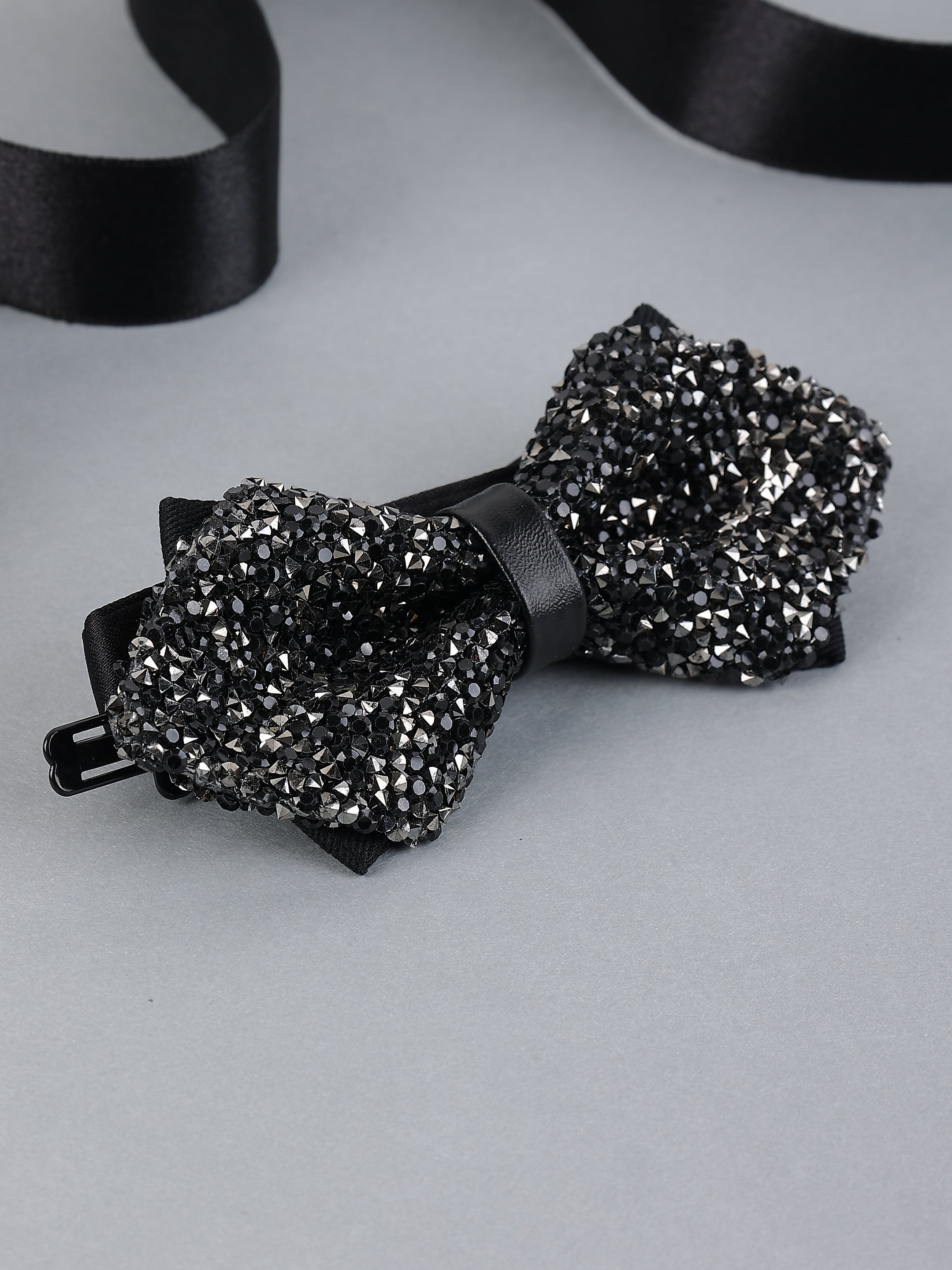 Gunmetal & Onyx Jeweled Bow Tie