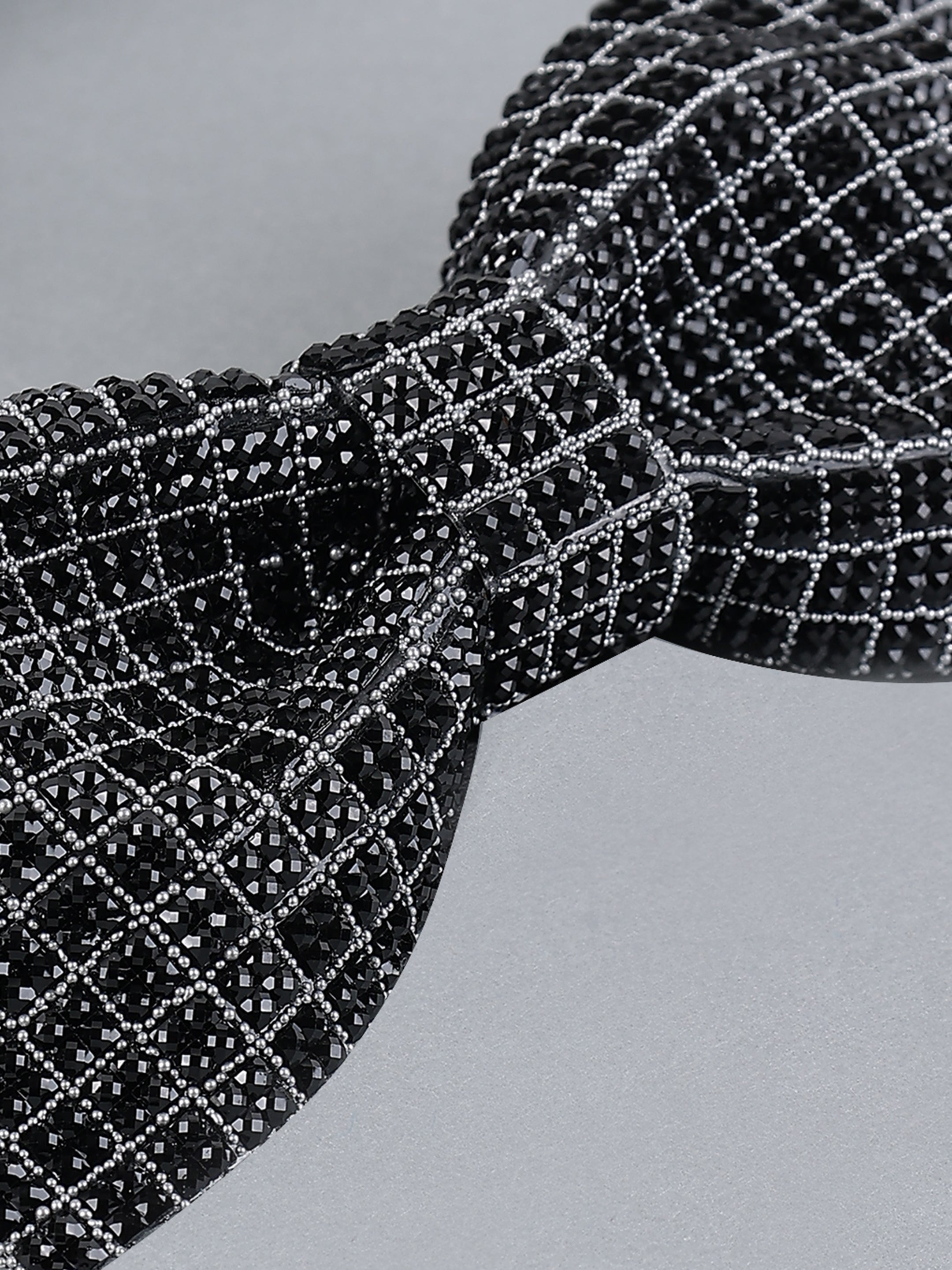 Black-Grid Onyx Crystal Bow Tie