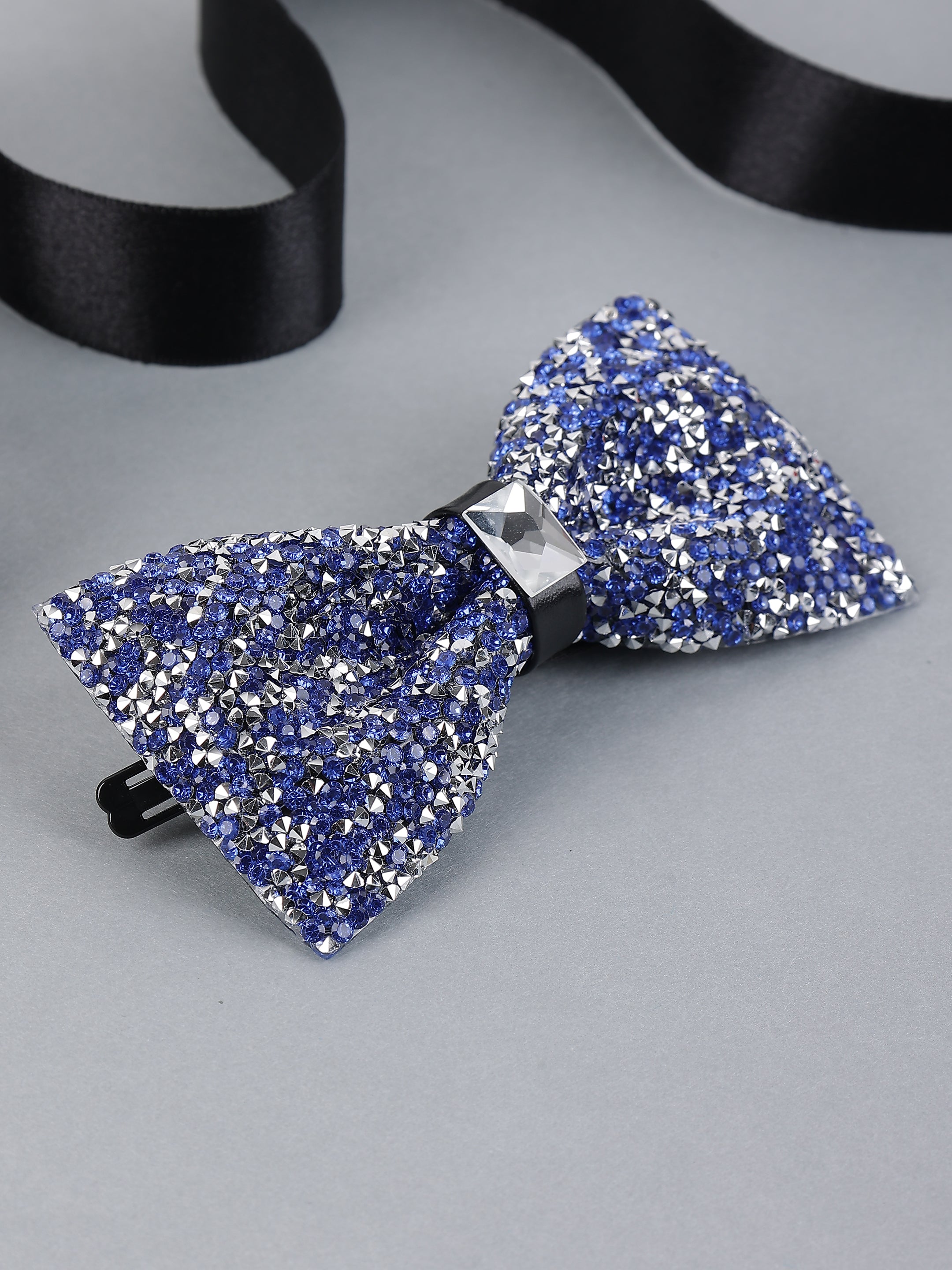 Blue & Silver Pavé Bow Tie