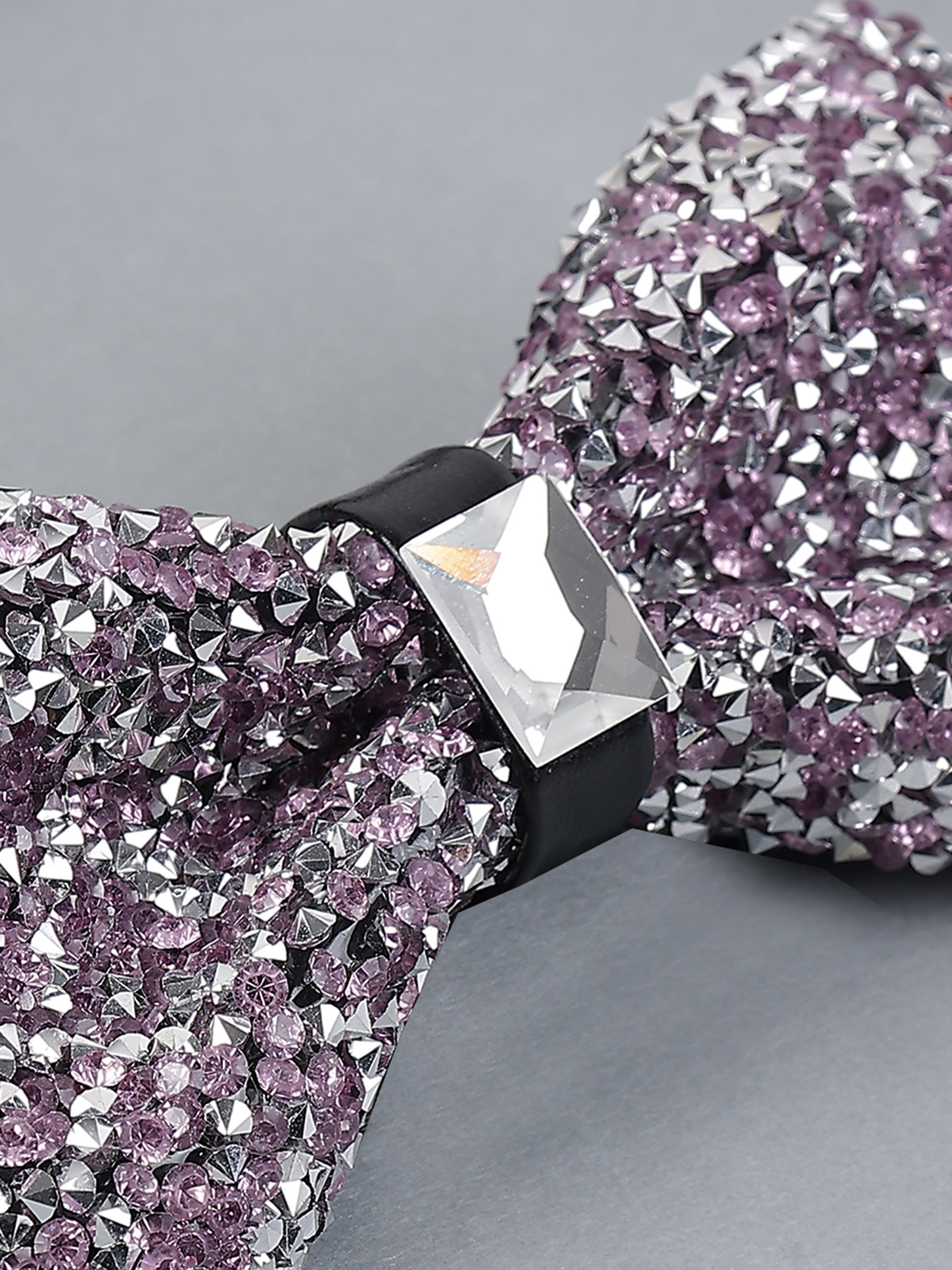 Amethyst & Silver Pavé Bow Tie