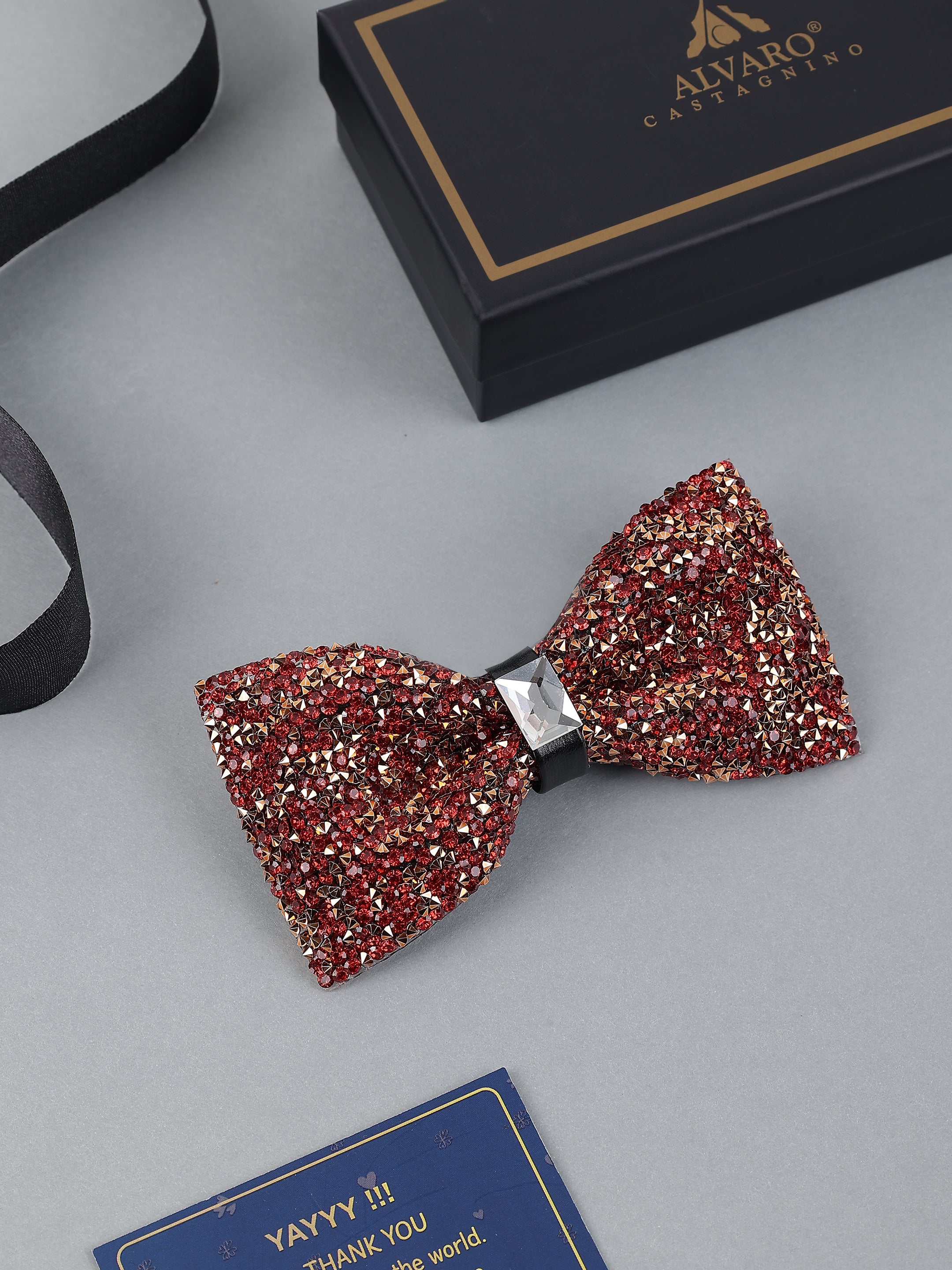 Garnet & Bronze Pavé Bow Tie