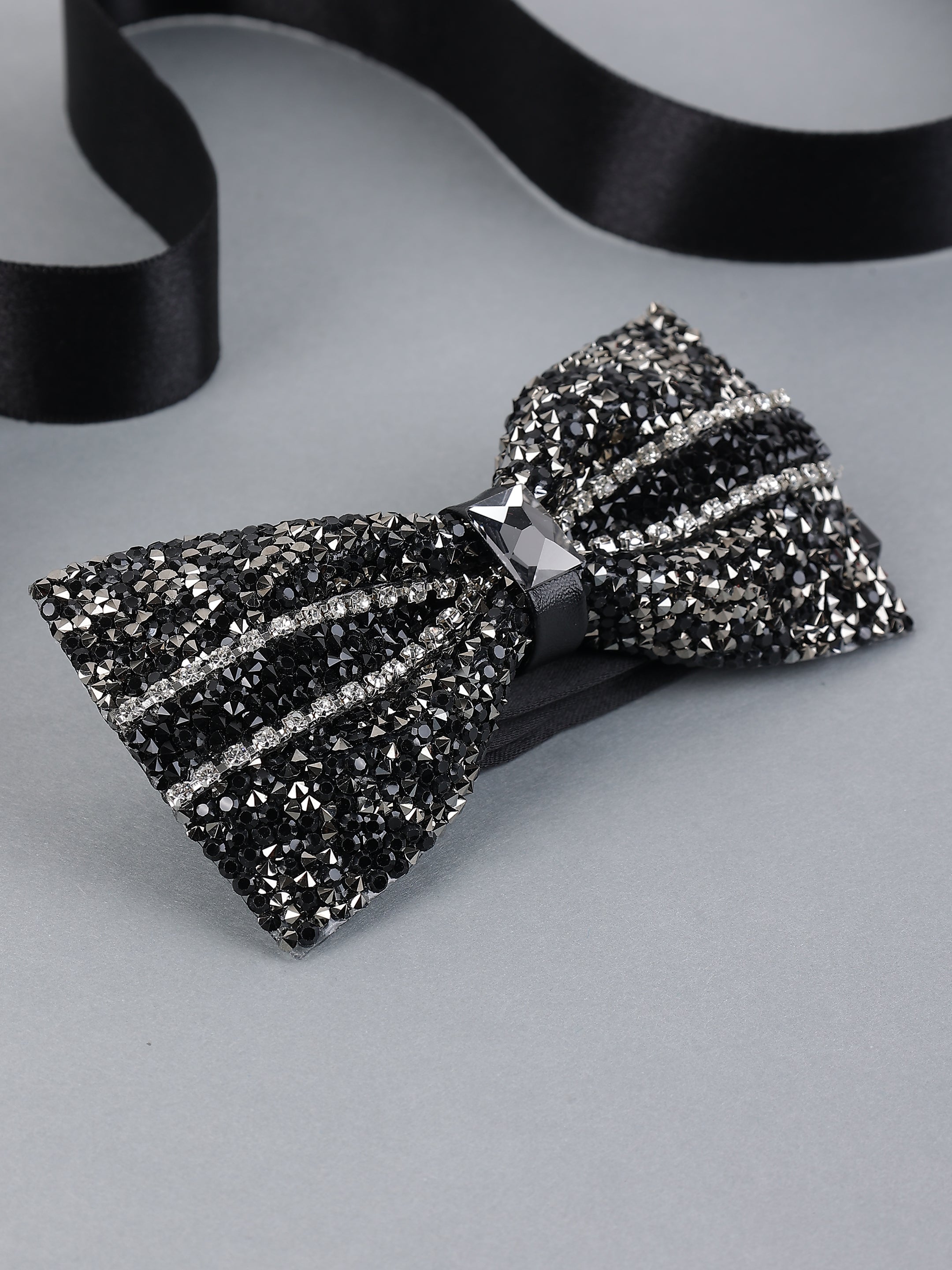 Onyx & Gunmetal Pavé Bow Tie