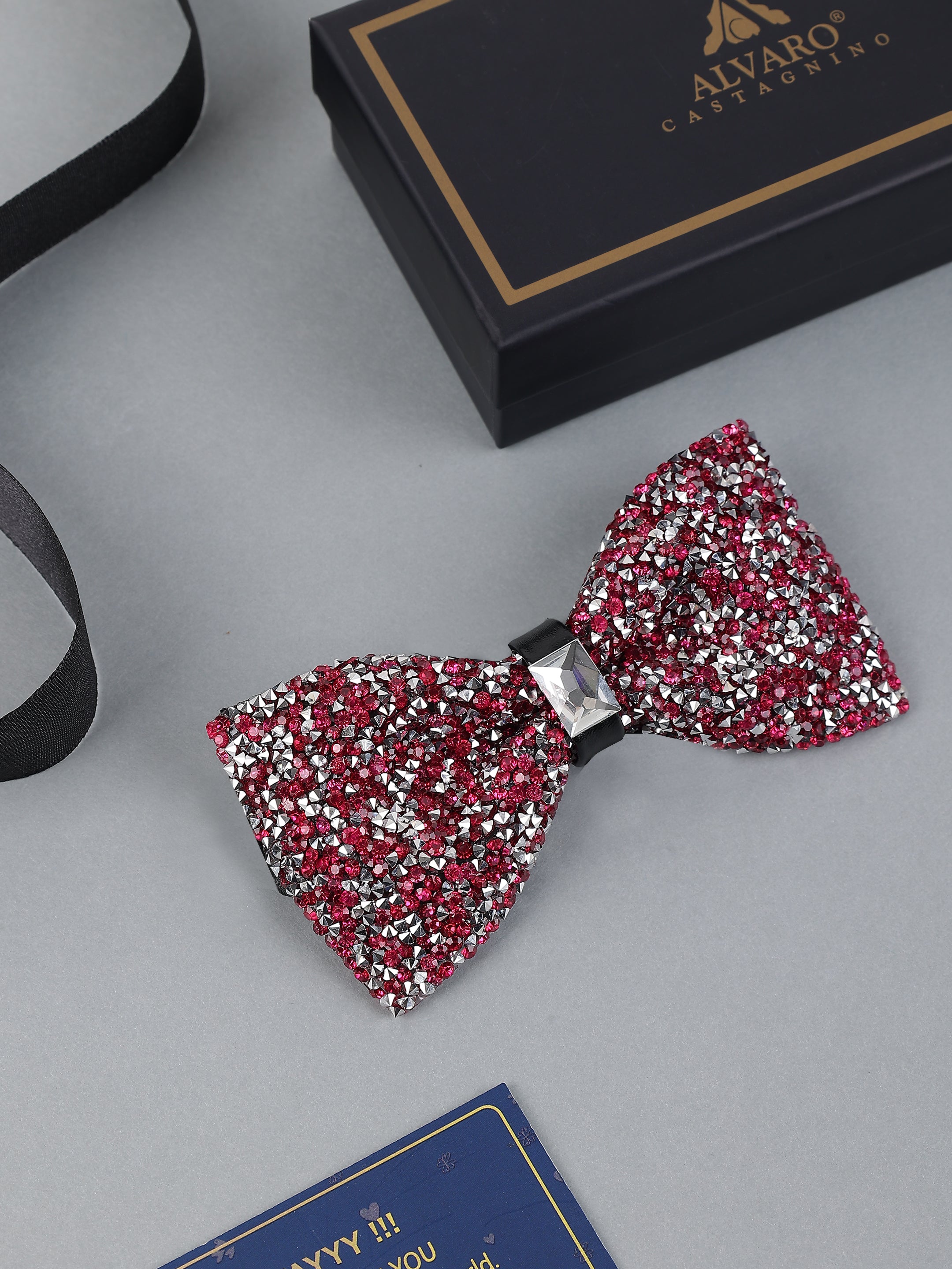 Crimson & Chrome Pavé Bow Tie
