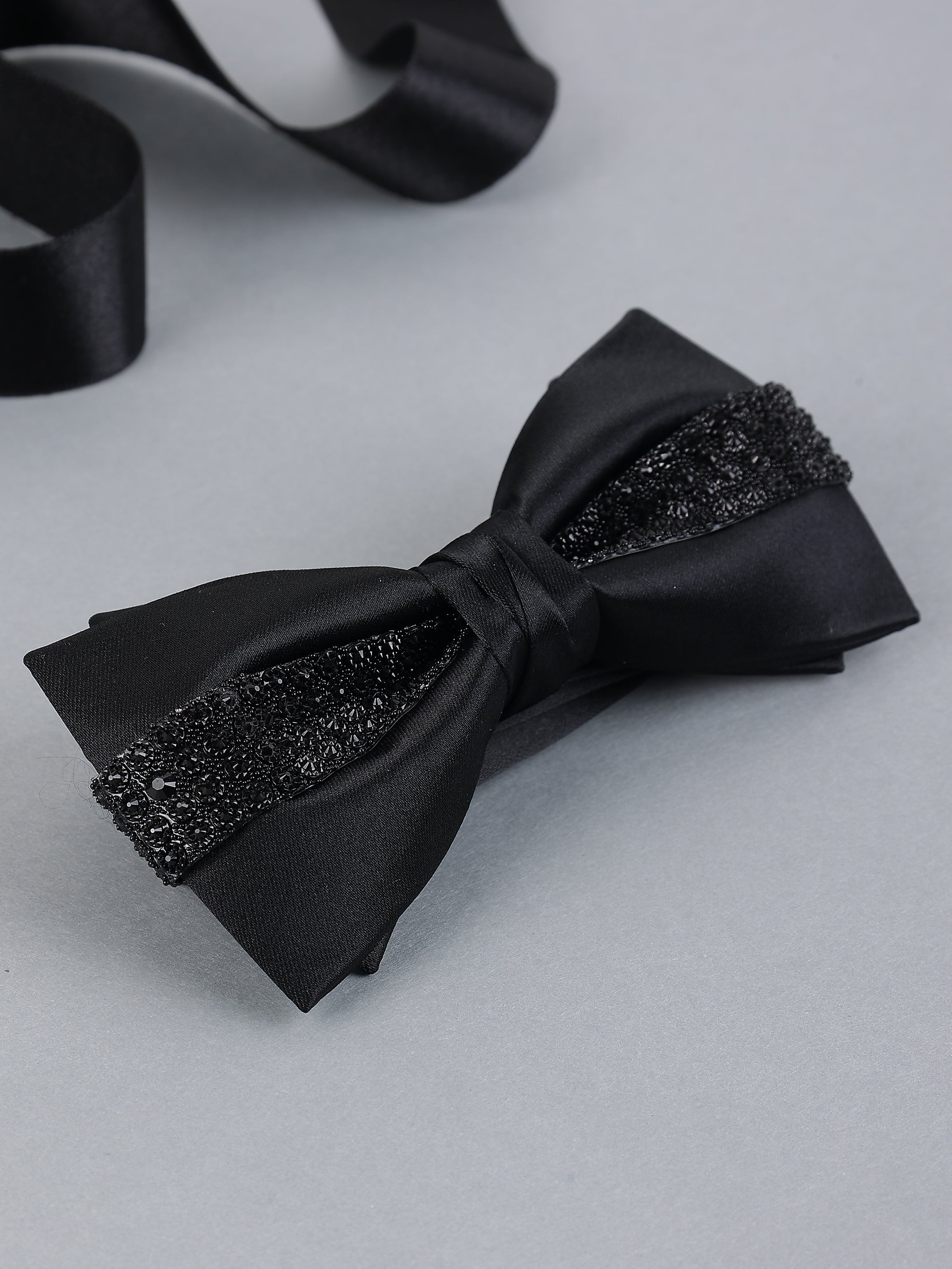 Midnight Shimmer Embellished Bow Tie