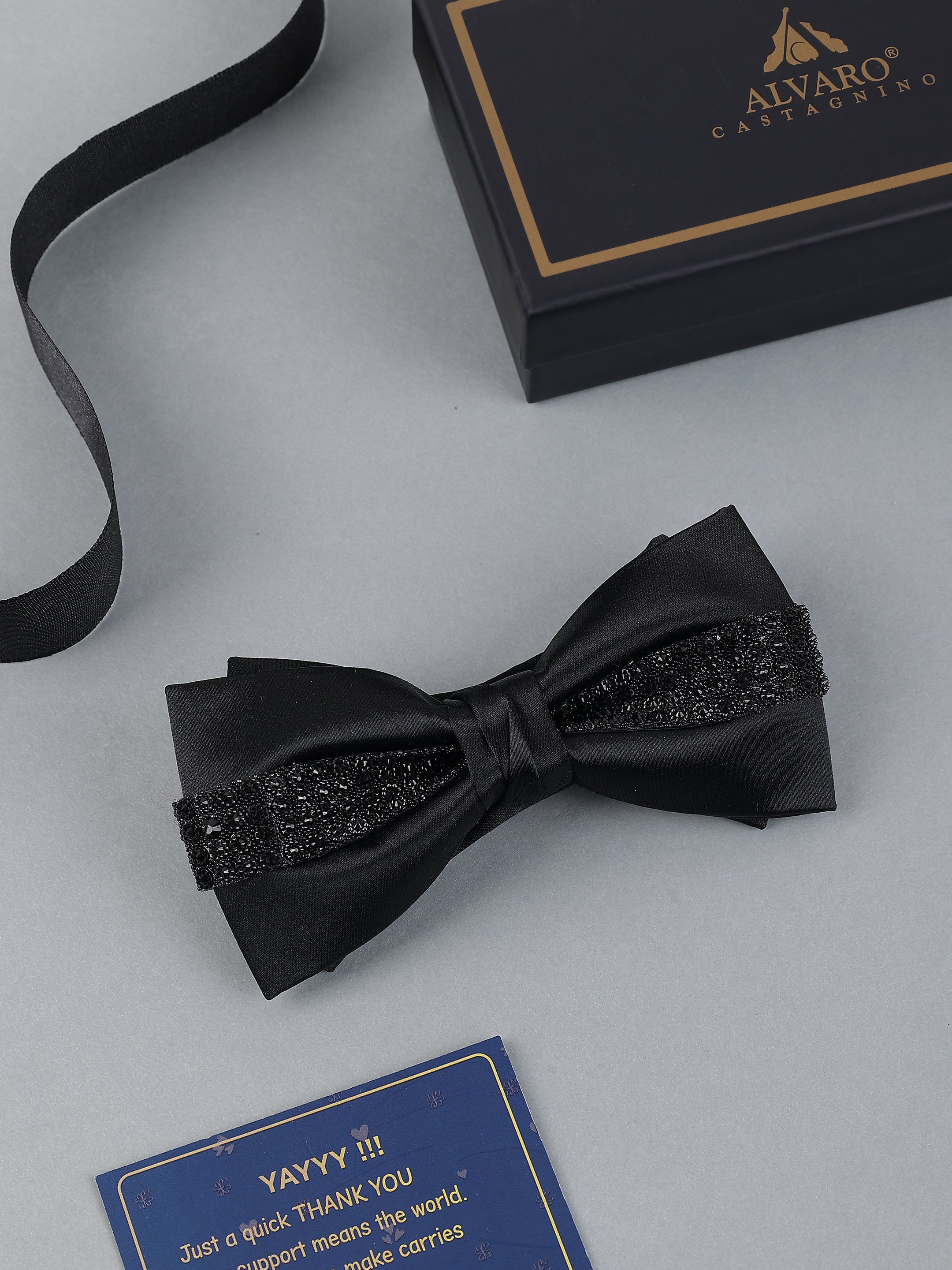 Midnight Shimmer Embellished Bow Tie