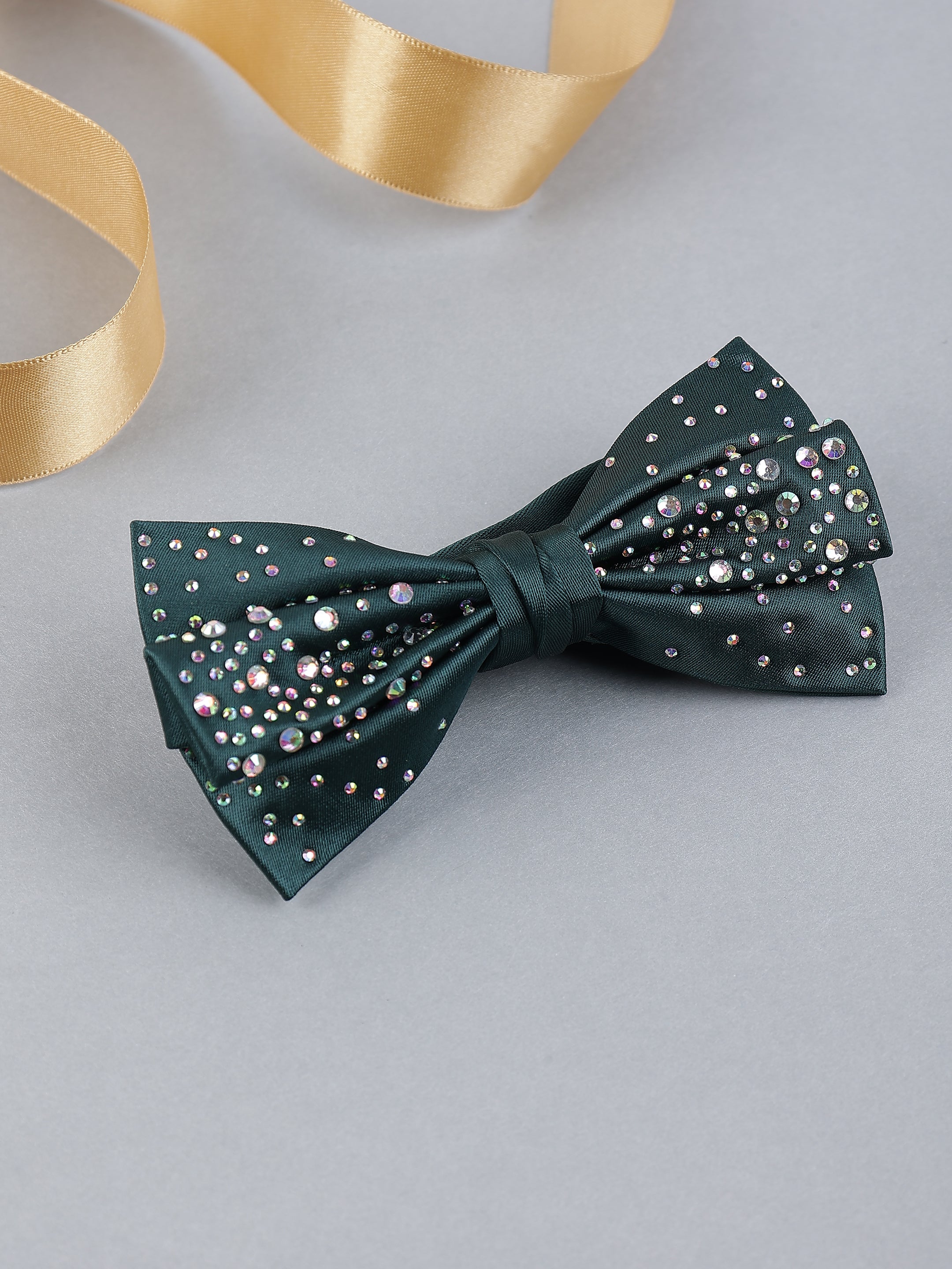 Emerald Galaxy Stone-Encrusted Bow Tie