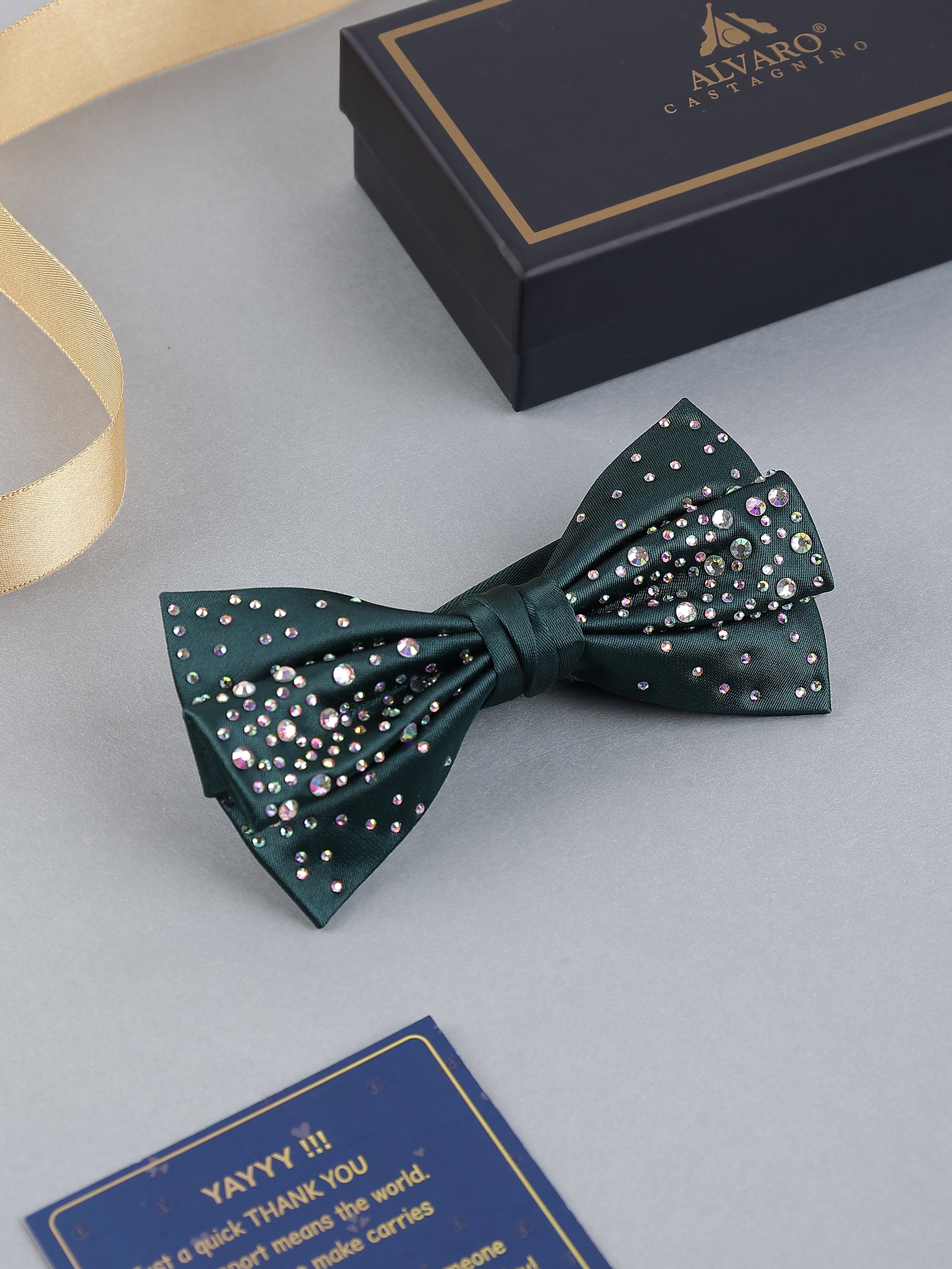 Emerald Galaxy Stone-Encrusted Bow Tie