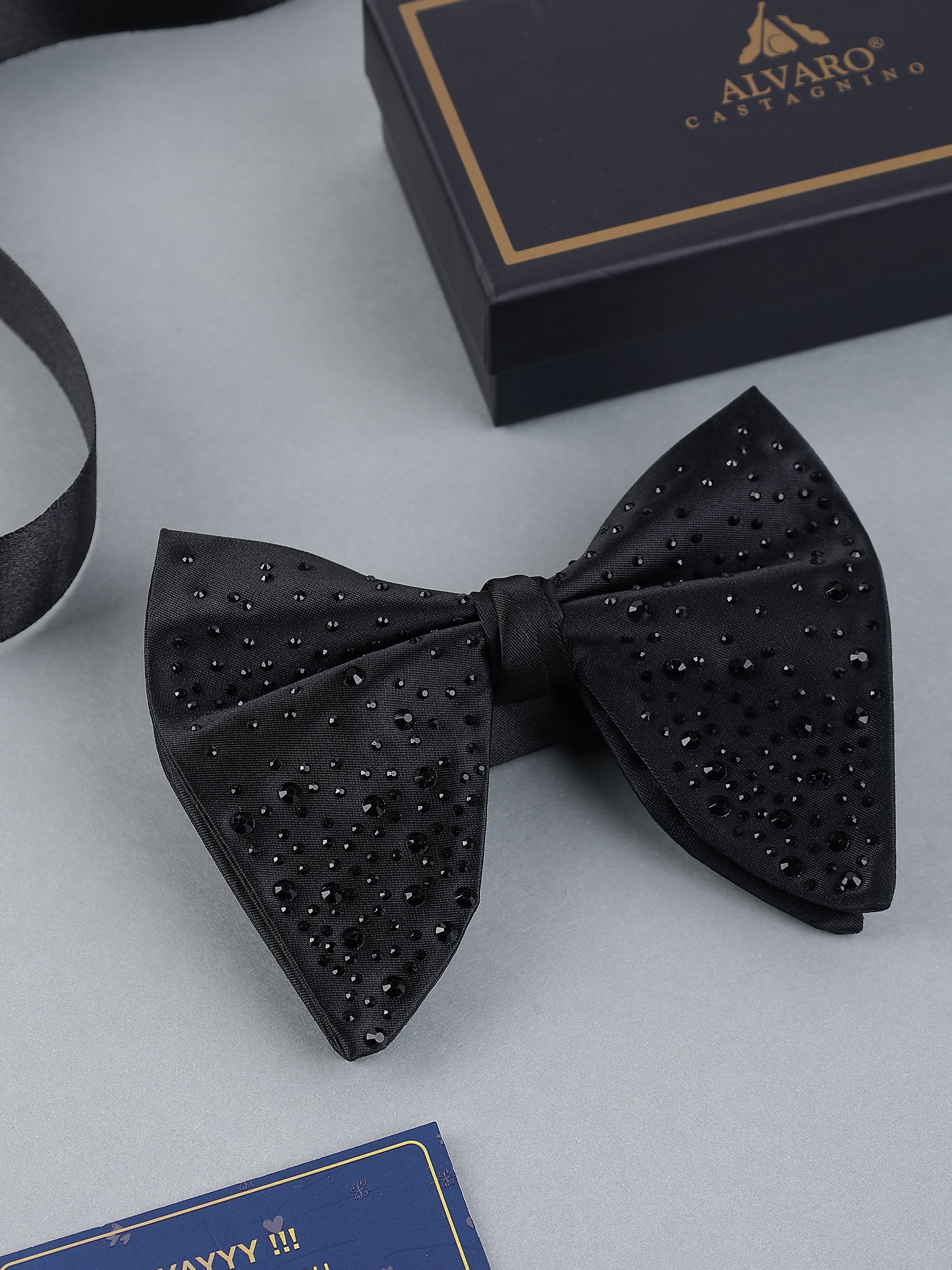 Black Onyx Stardust Embellished Bow Tie