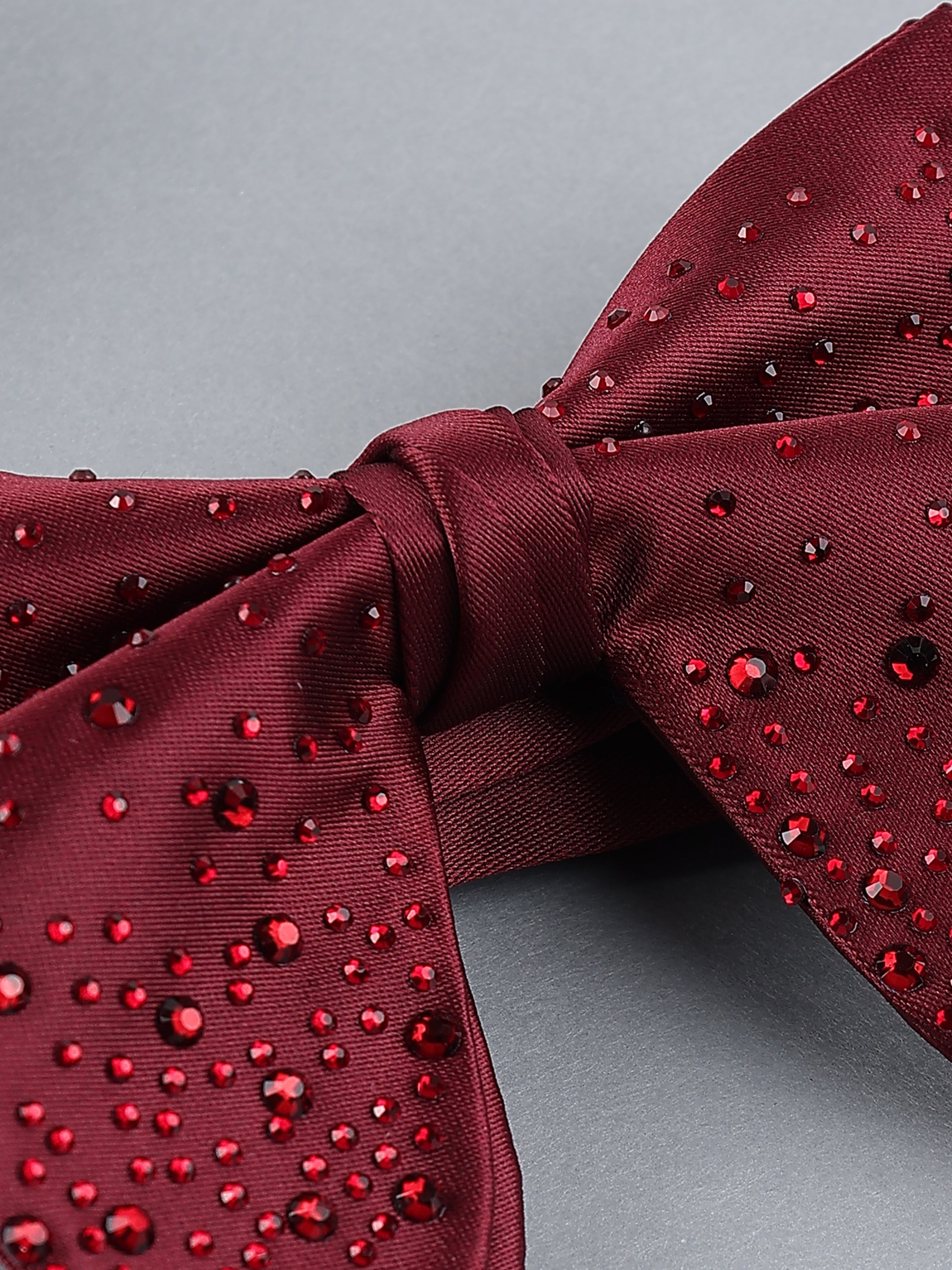 Ruby Stardust Embellished Maroon Bow Tie
