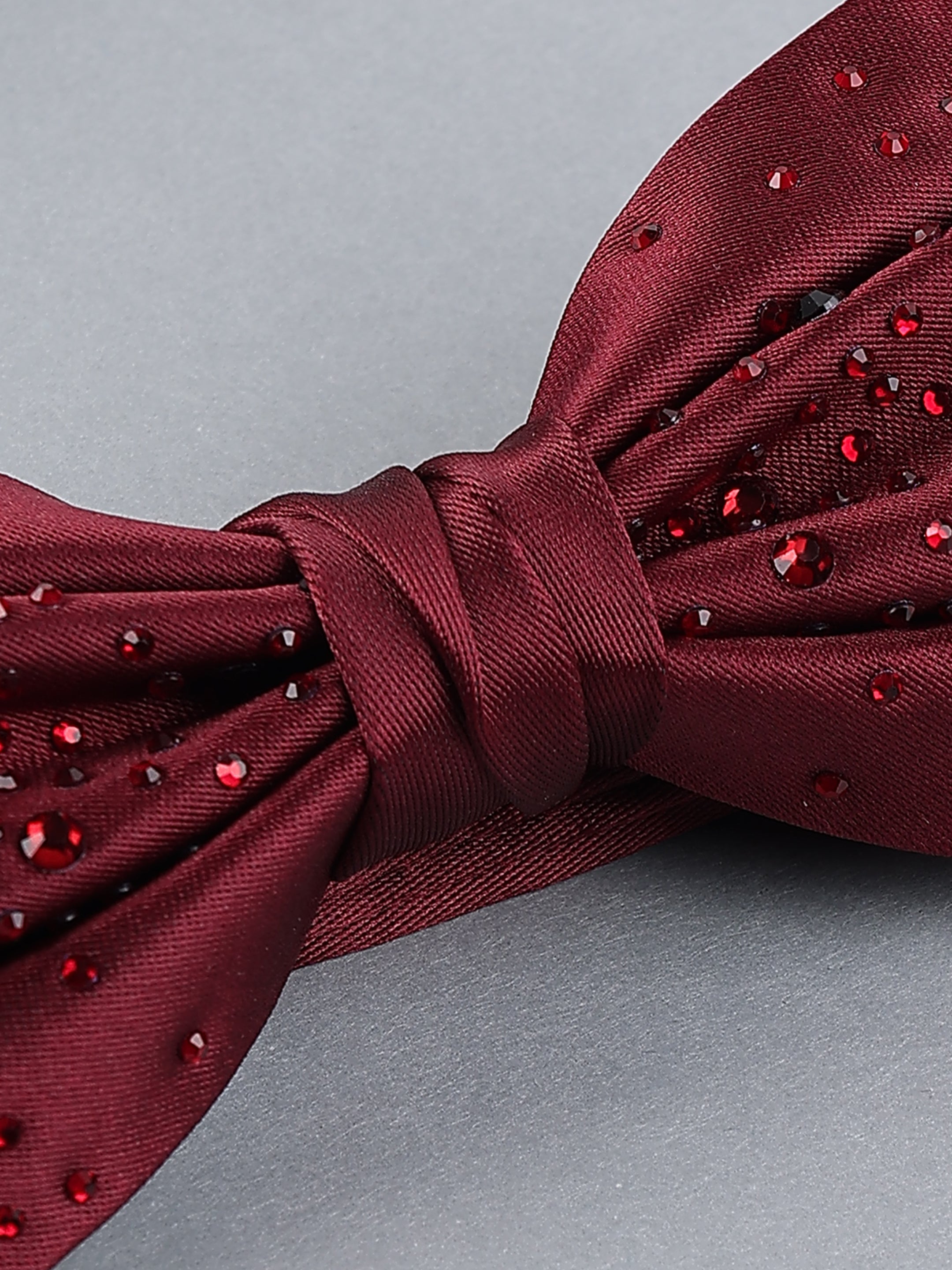 Crimson Ember Stone-Encrusted Bow Tie