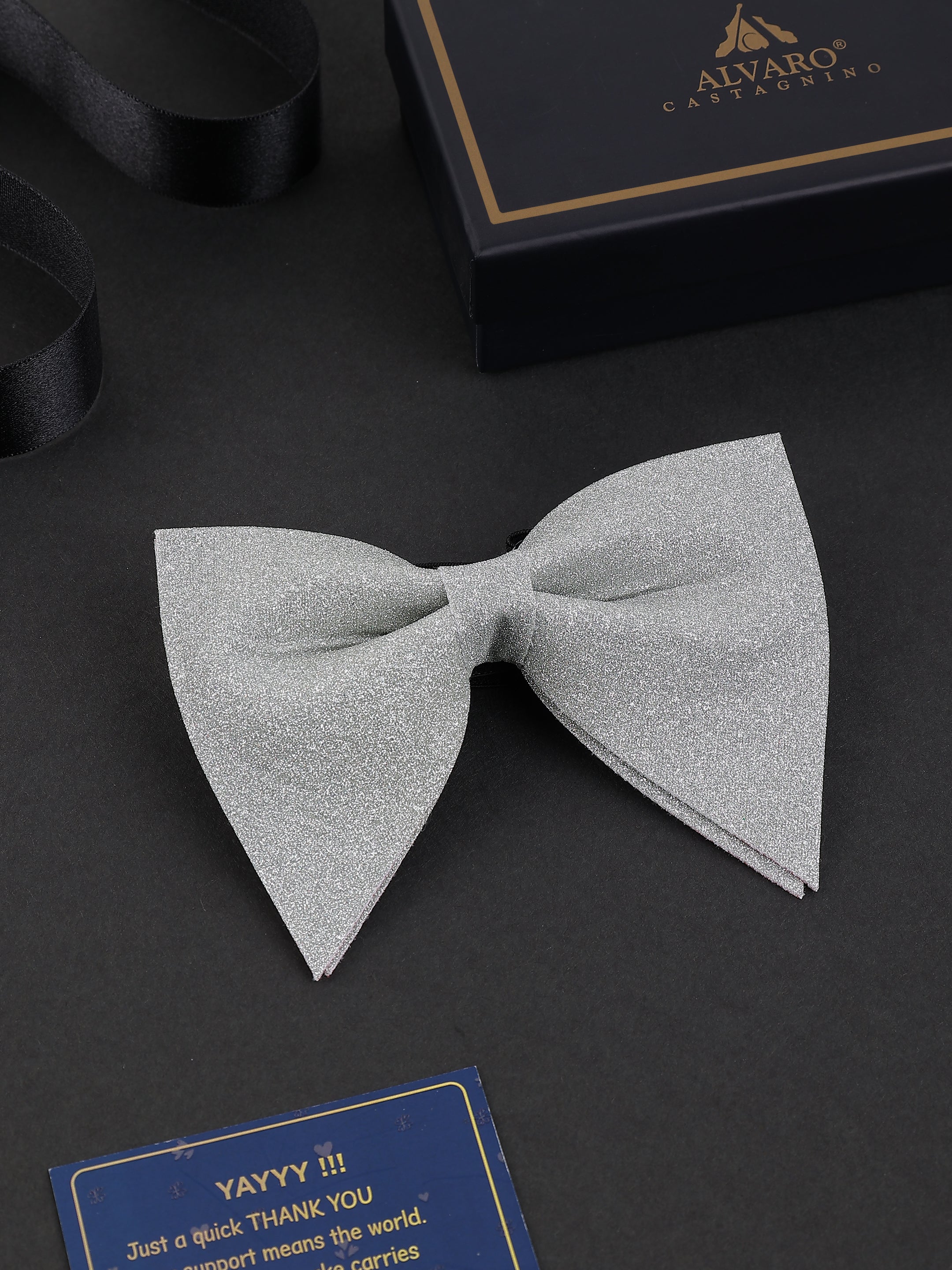 Silver Stardust Shimmer Bow Tie