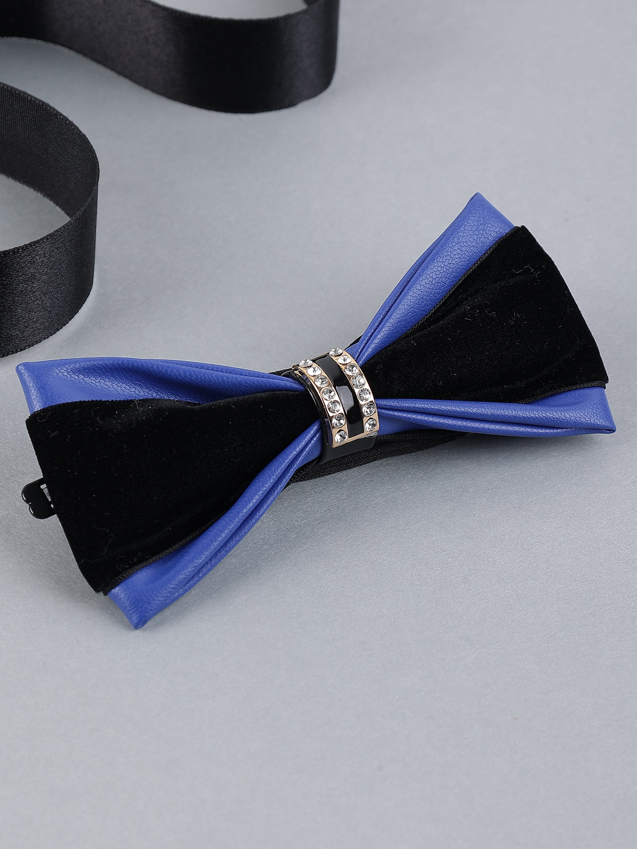 Royal Blue Velvet & Leather Hybrid Bow Tie