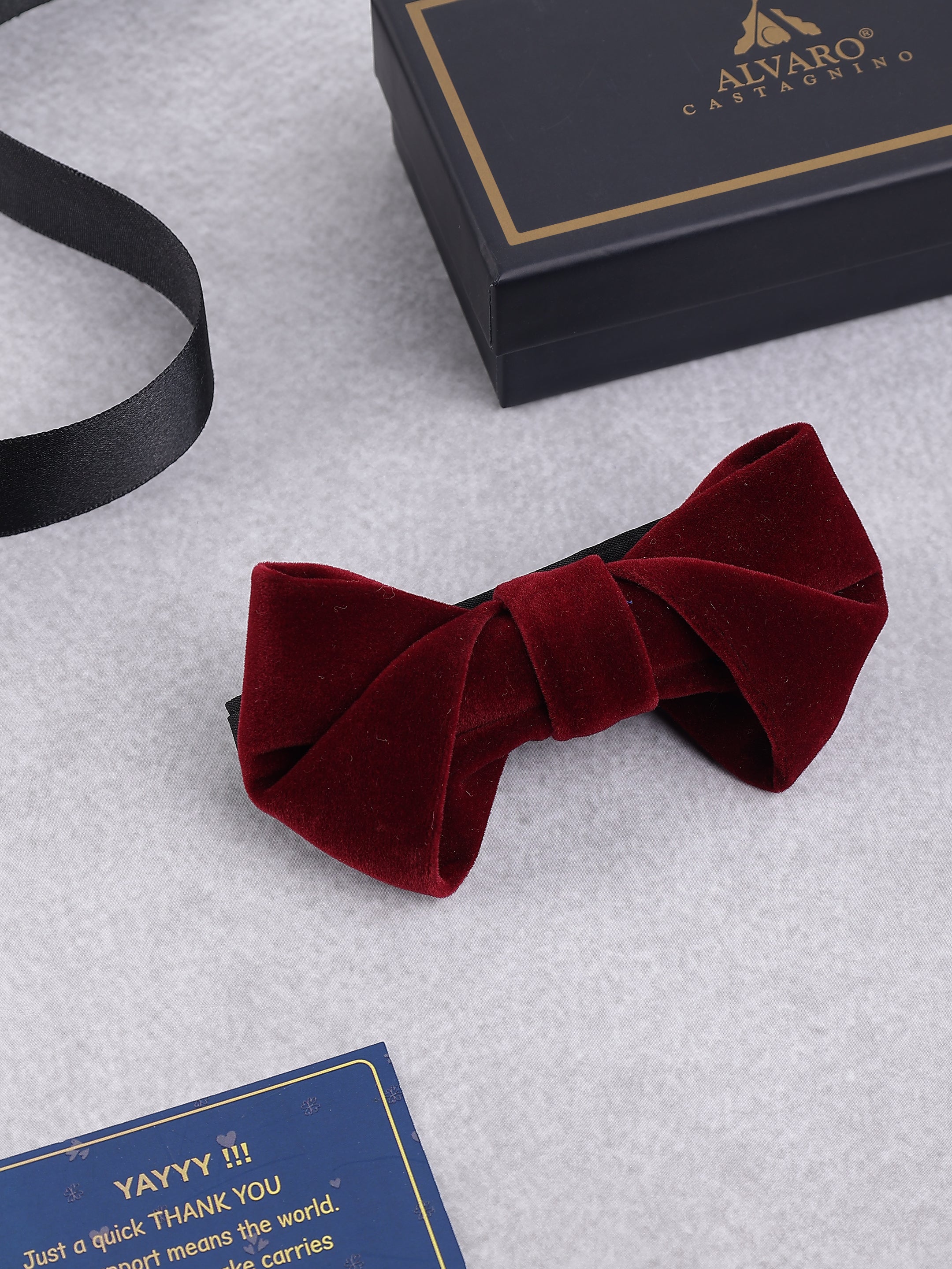 Crimson Velvet Sculpted Bow Tie