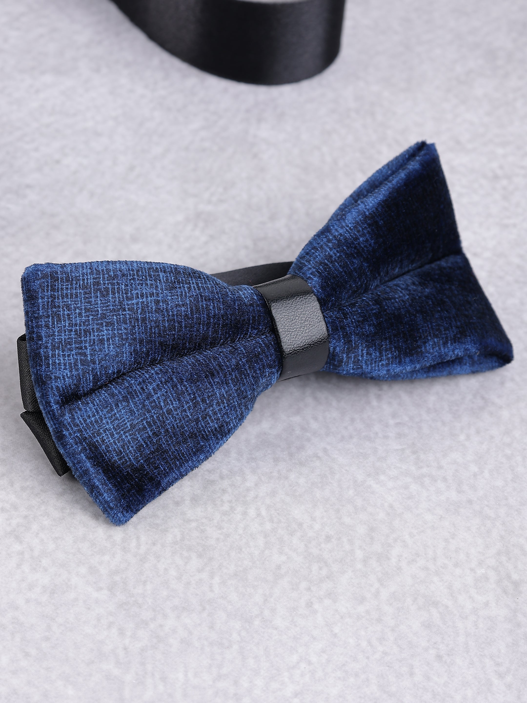 Navy Textured Velvet Bow Tie